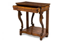 Continental Burl Elm Console Table with Mirror Back