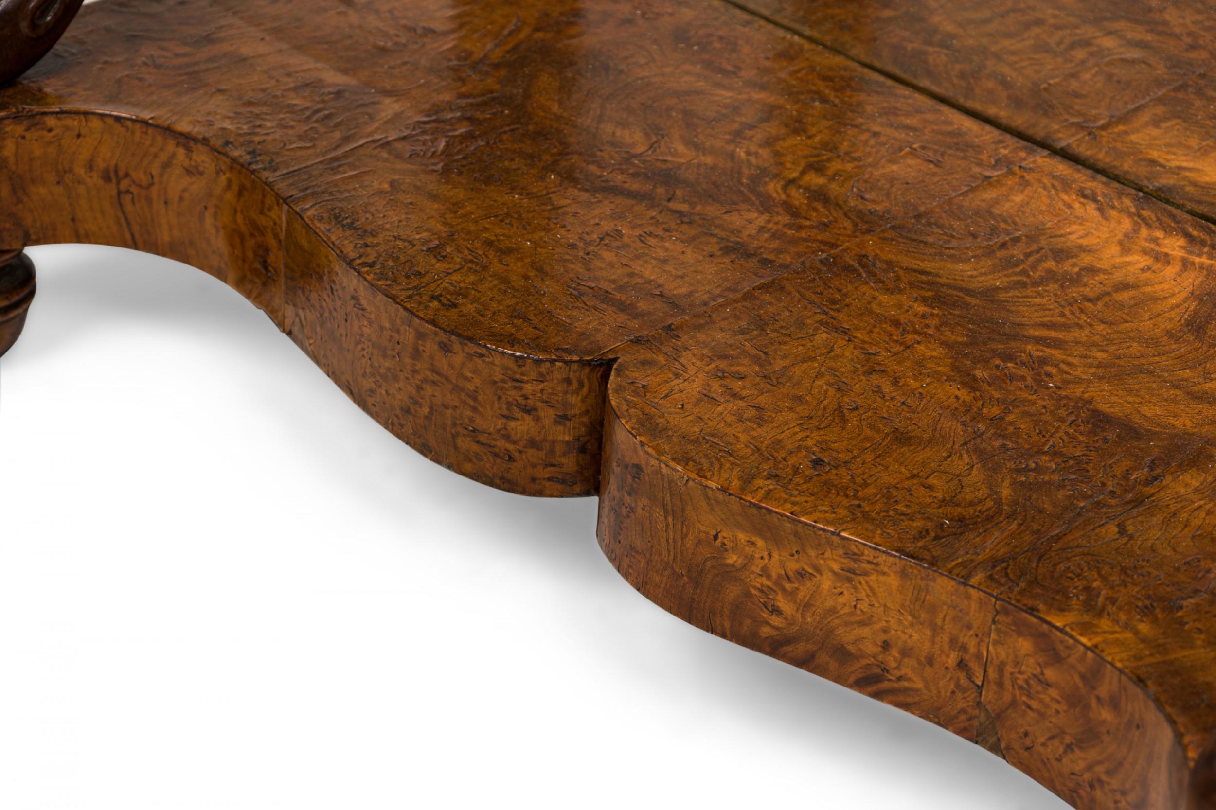 19th Century Continental Burl Elm Console Table with Mirror Back For Sale