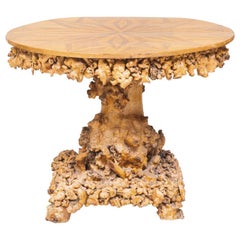 Continental Burl Rootwood Parquetry Center Table