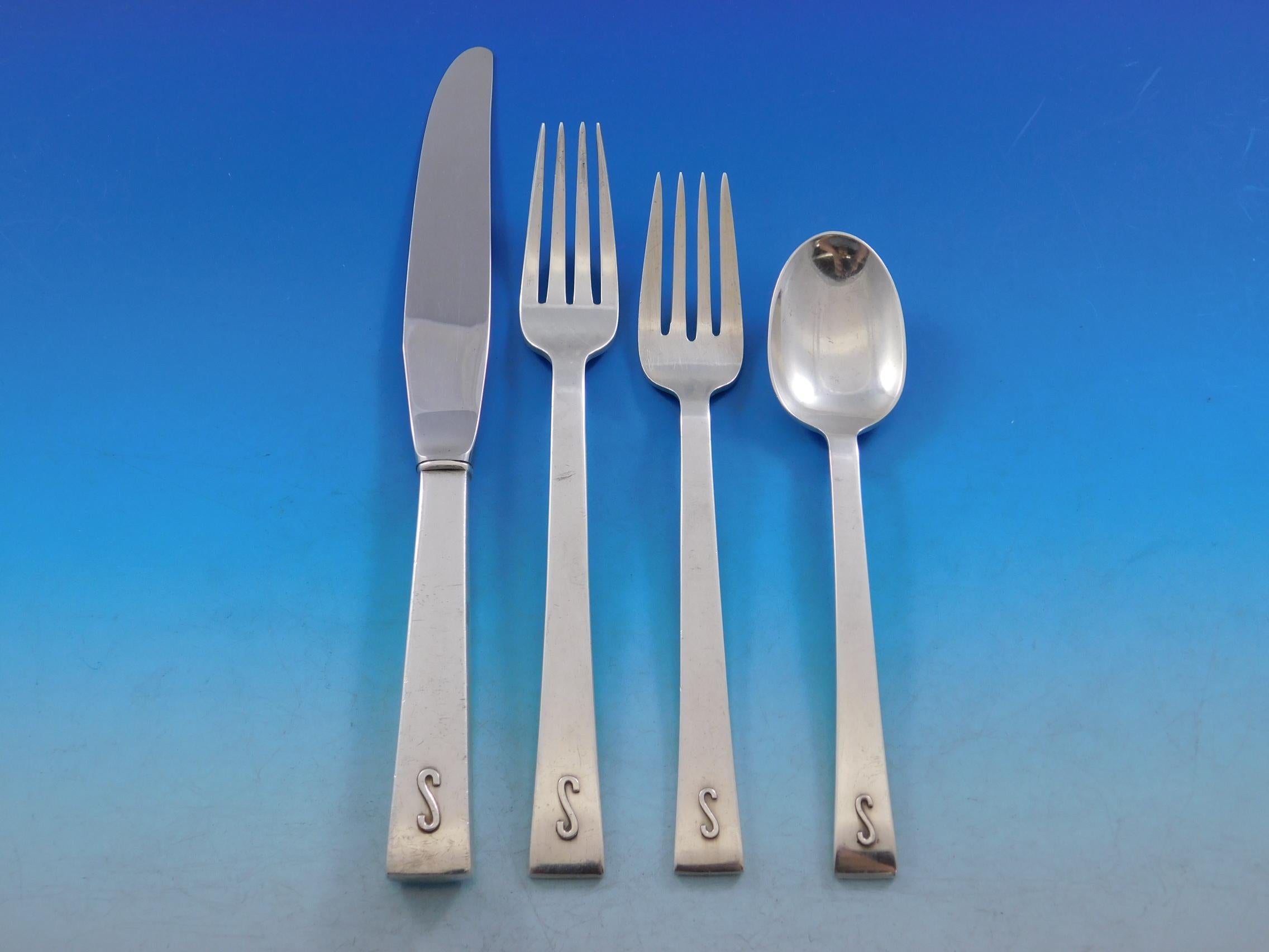 Continental by International Sterling Silver Flatware Service Set 83 Pcs S Mono In Excellent Condition In Big Bend, WI