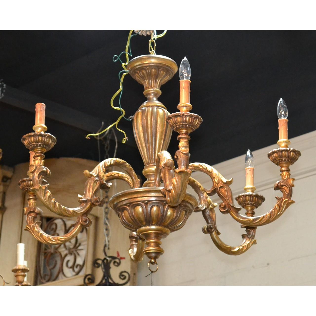 Gilt Continental Carved and Gilded Chandelier, circa 1940