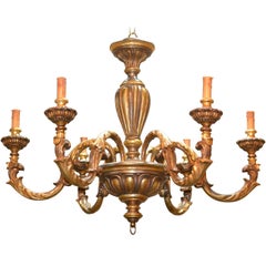 Continental Carved and Gilded Chandelier, circa 1940