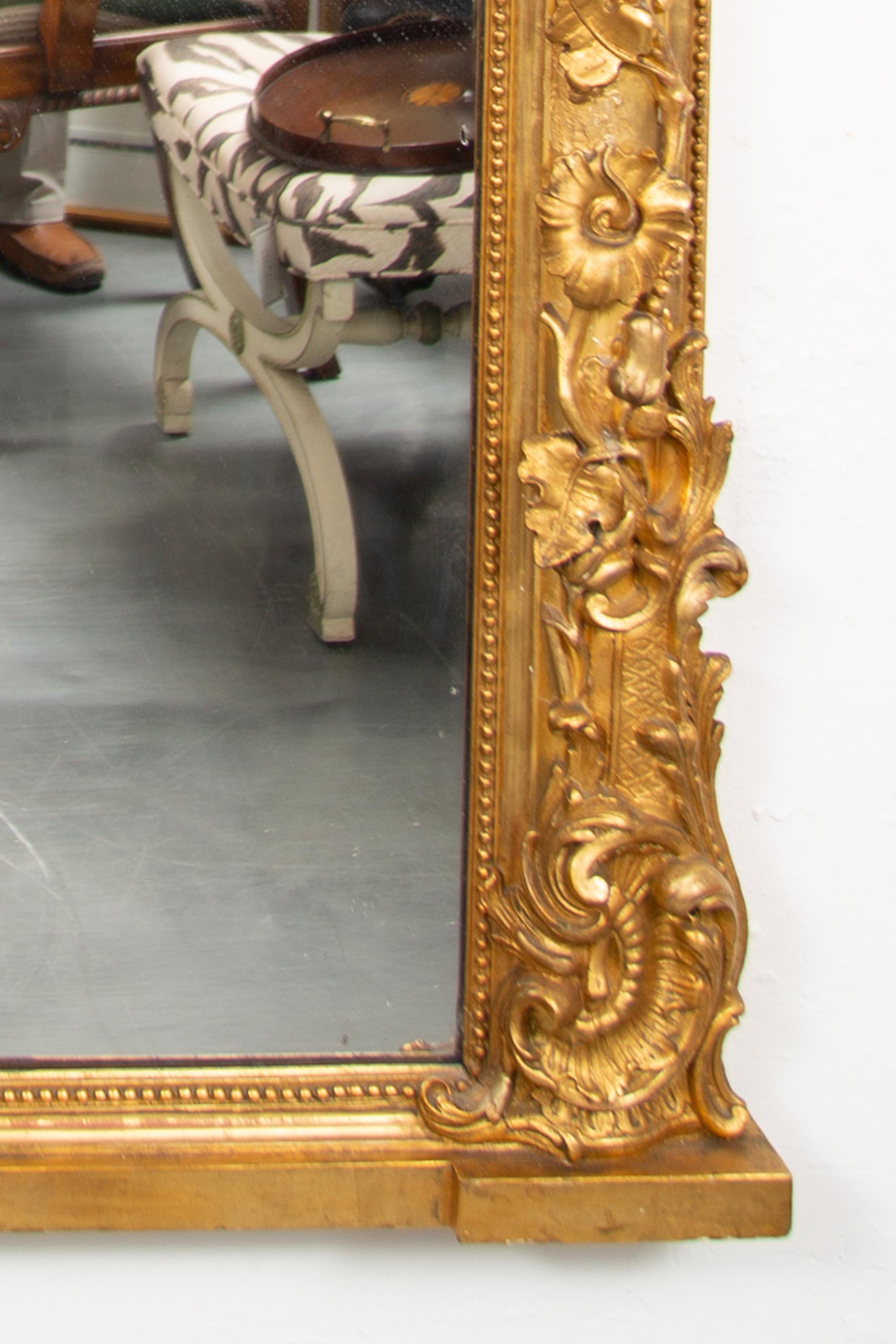 Other Continental Carved and Gilded Wall Mirror For Sale