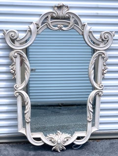 Continental Carved Neoclassical Grey Painted Shield Mirror