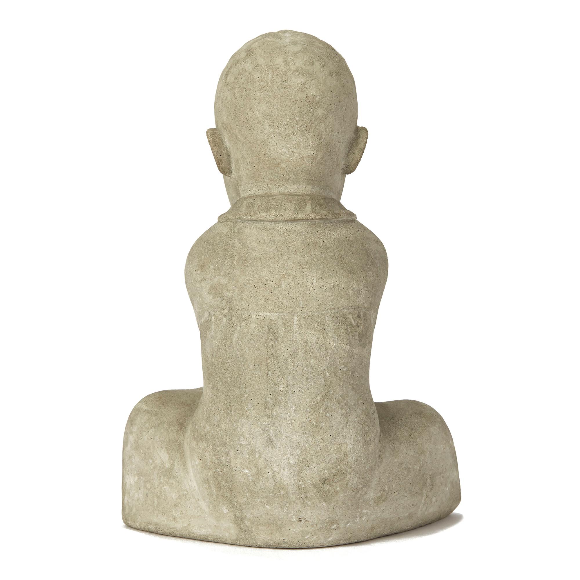 European Continental Carved Stone Figure of a Seated Infant, 20th Century