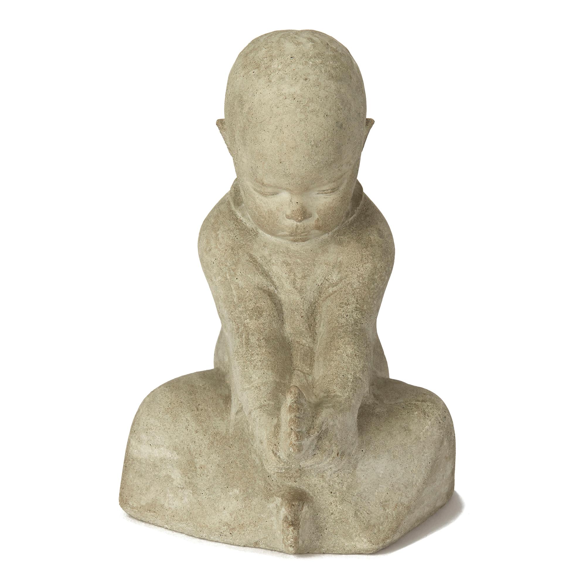 Continental Carved Stone Figure of a Seated Infant, 20th Century 1
