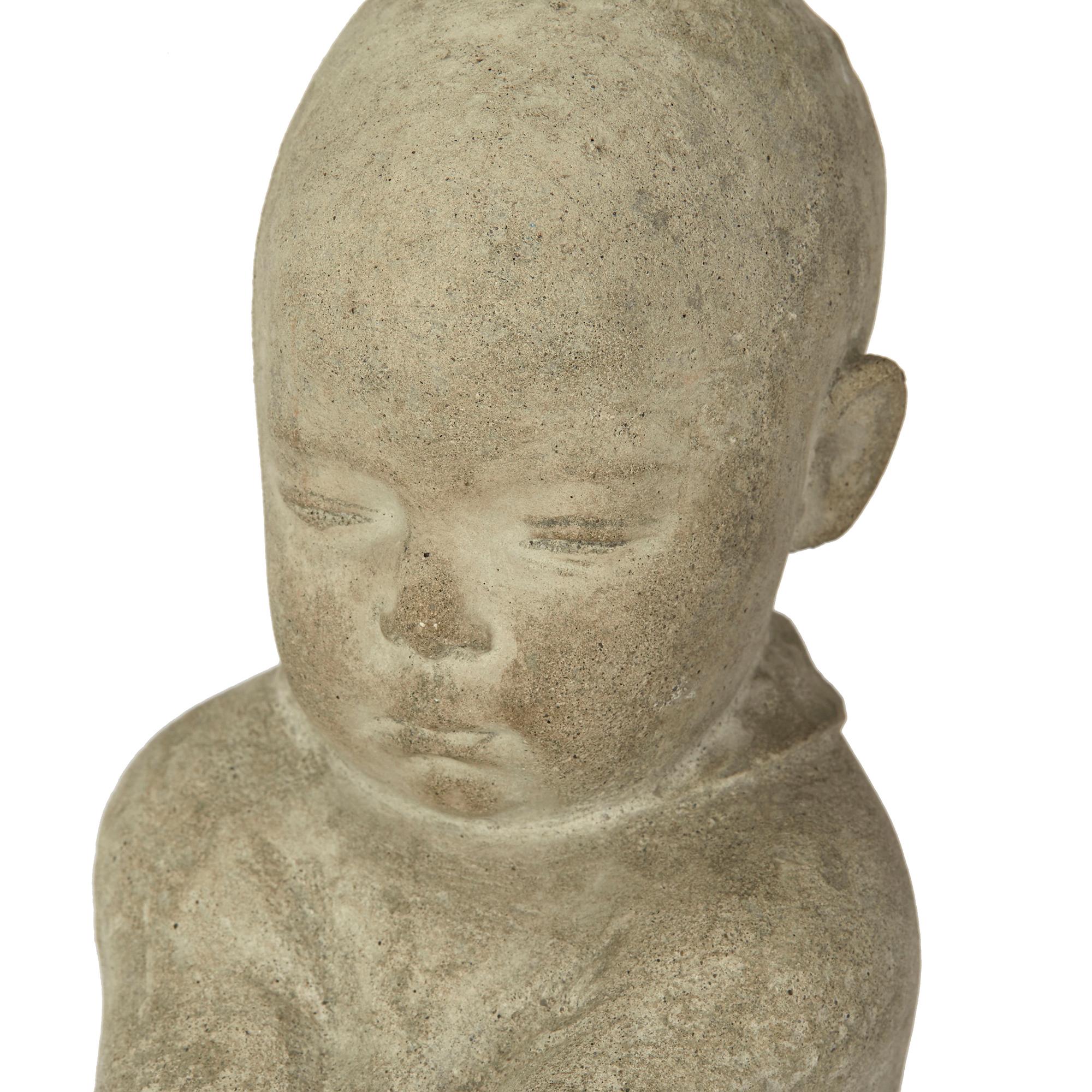 Continental Carved Stone Figure of a Seated Infant, 20th Century 2