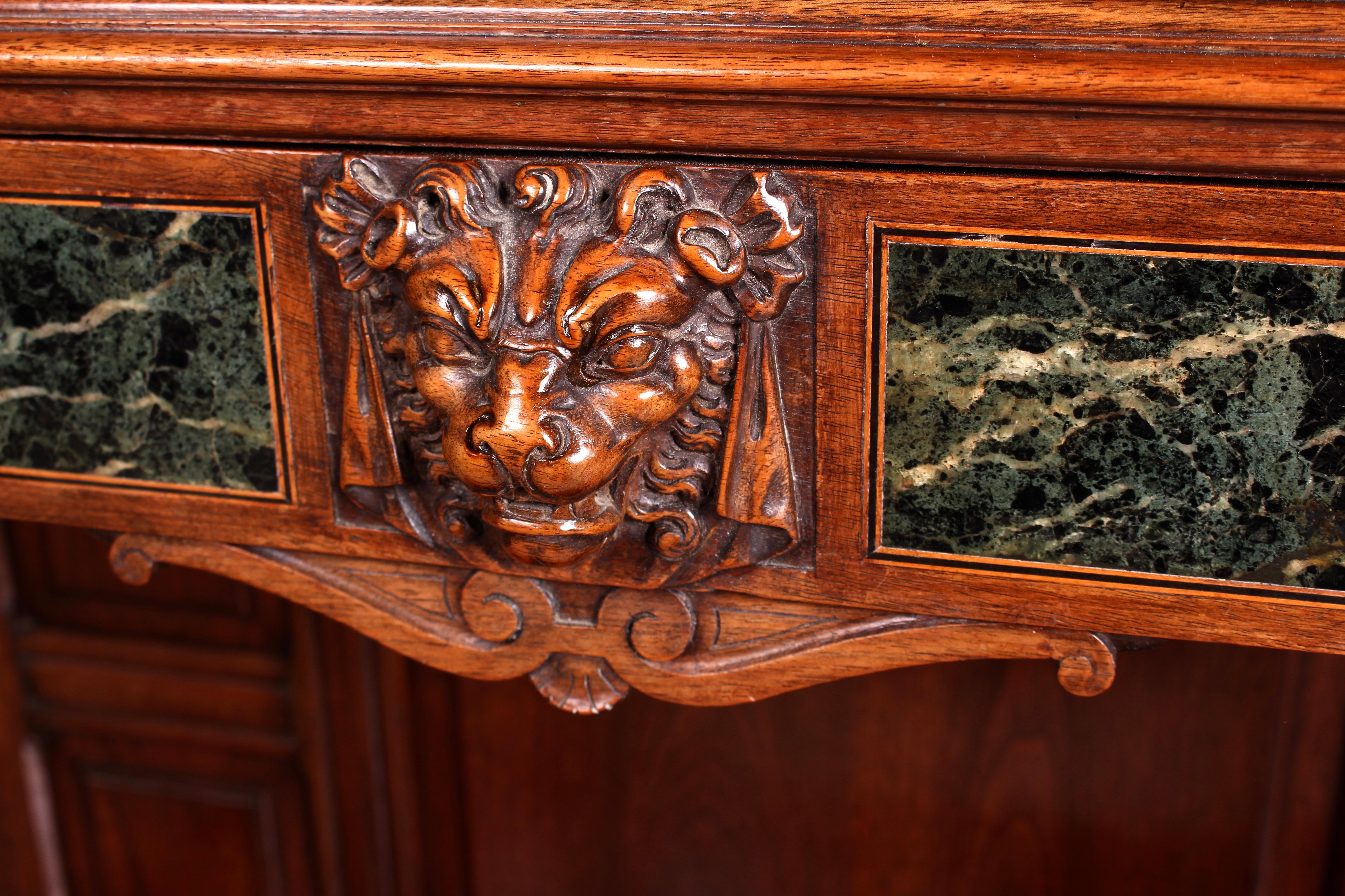 Continental Carved Walnut and Marble Ecclesiastical Cabinet, circa 1890 For Sale 4