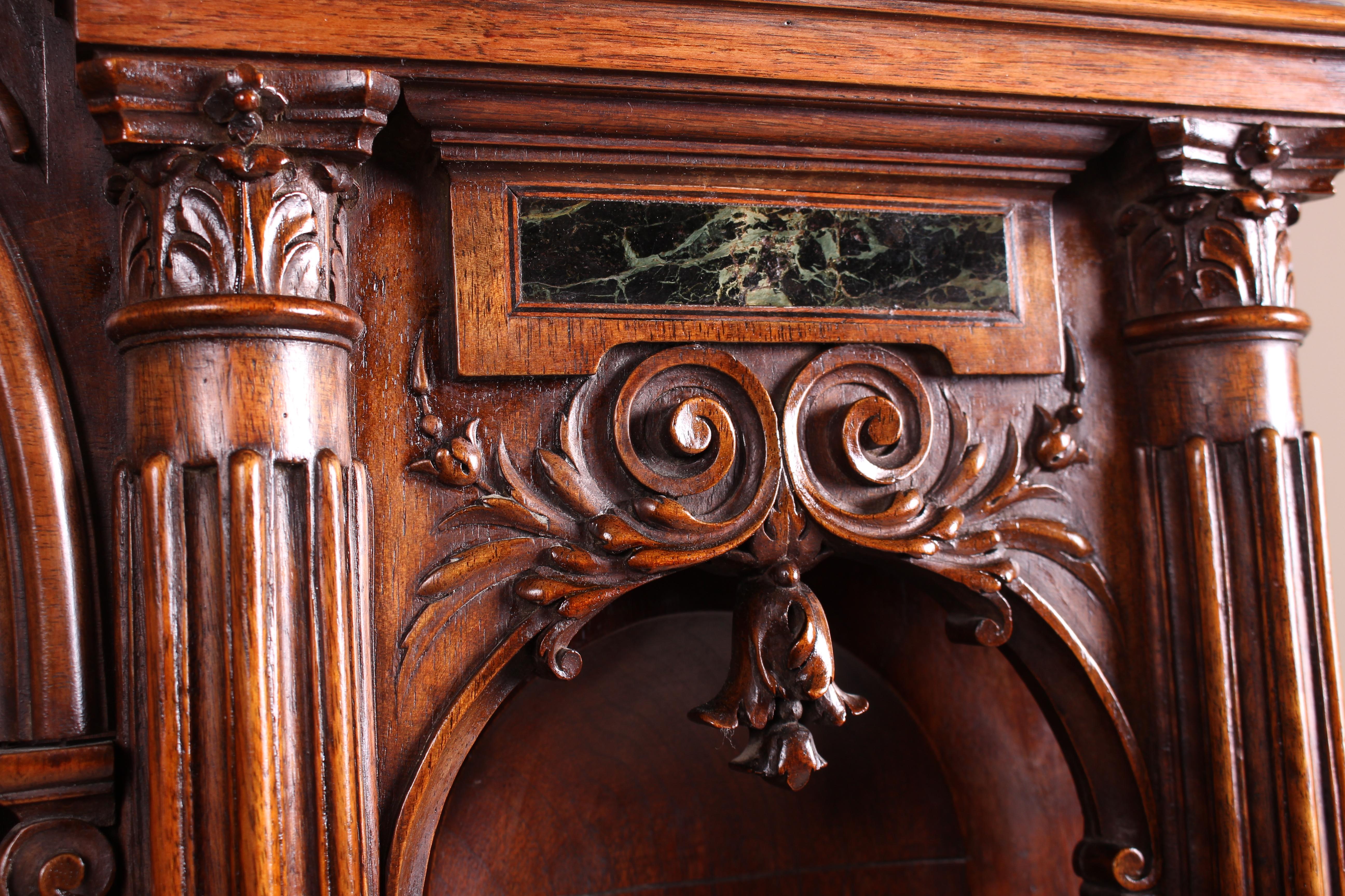 Continental Carved Walnut and Marble Ecclesiastical Cabinet, circa 1890 For Sale 6