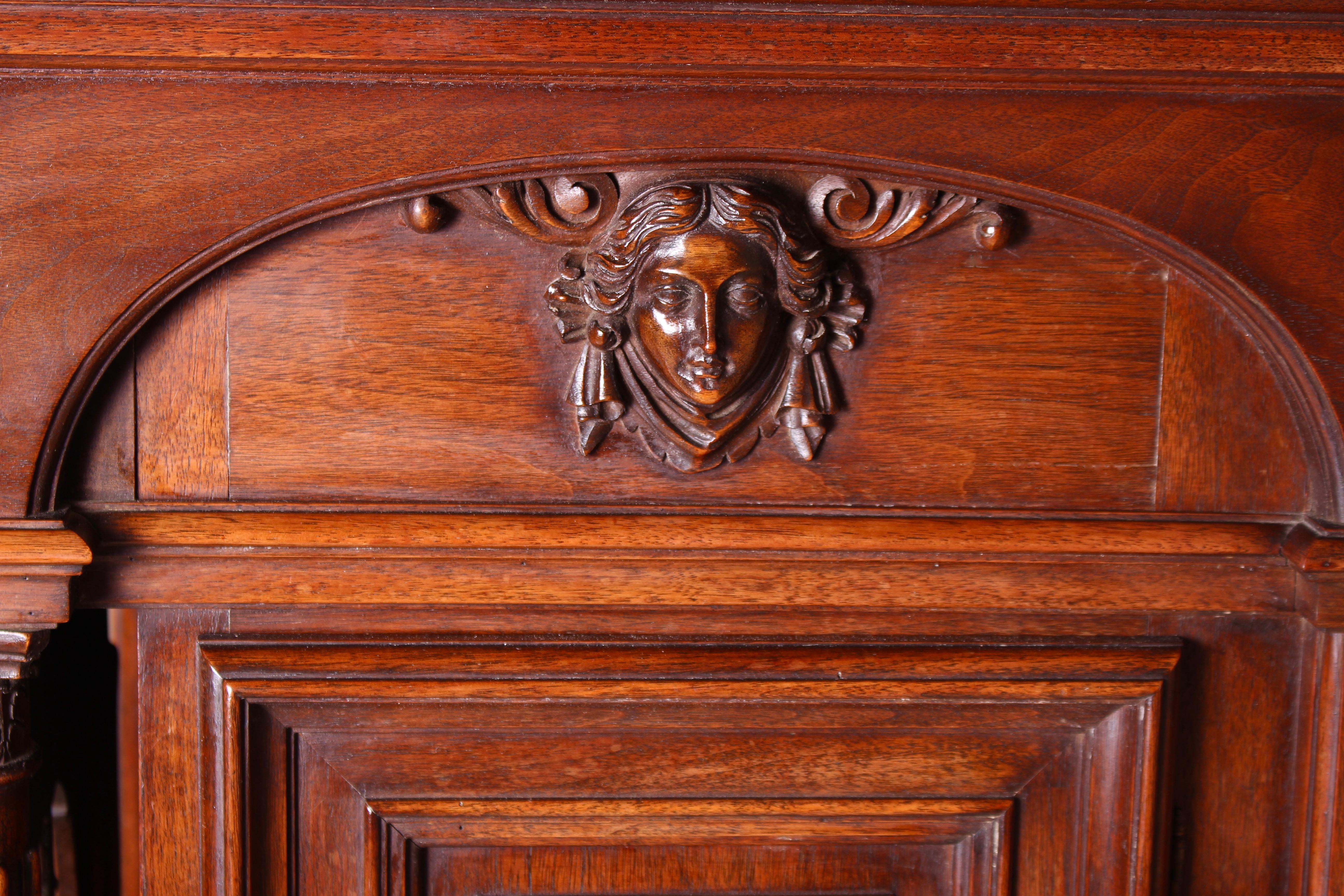 Continental Carved Walnut and Marble Ecclesiastical Cabinet, circa 1890 For Sale 7
