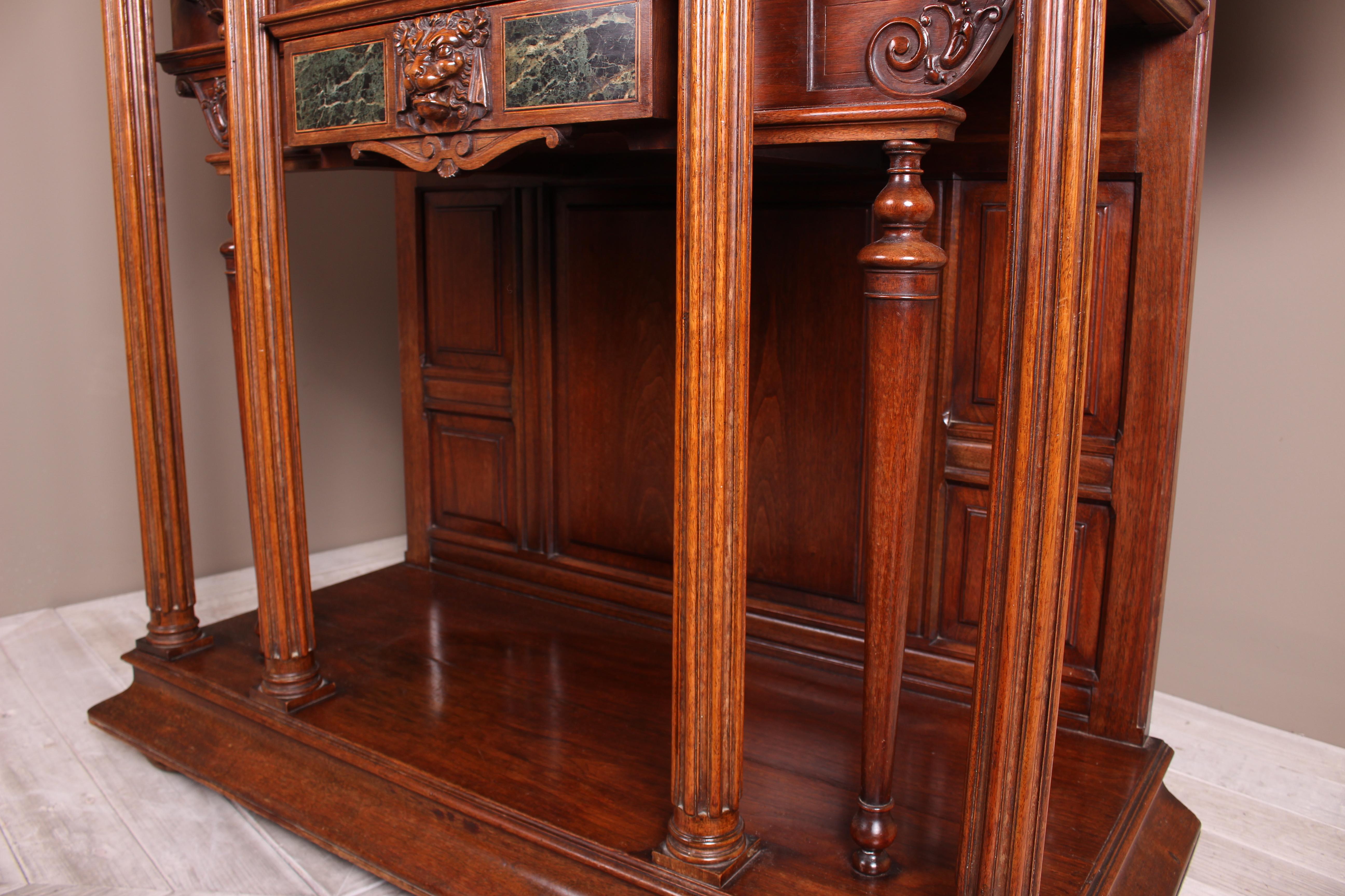 Continental Carved Walnut and Marble Ecclesiastical Cabinet, circa 1890 For Sale 11