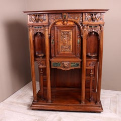 Continental Carved Walnut and Marble Ecclesiastical Cabinet, circa 1890