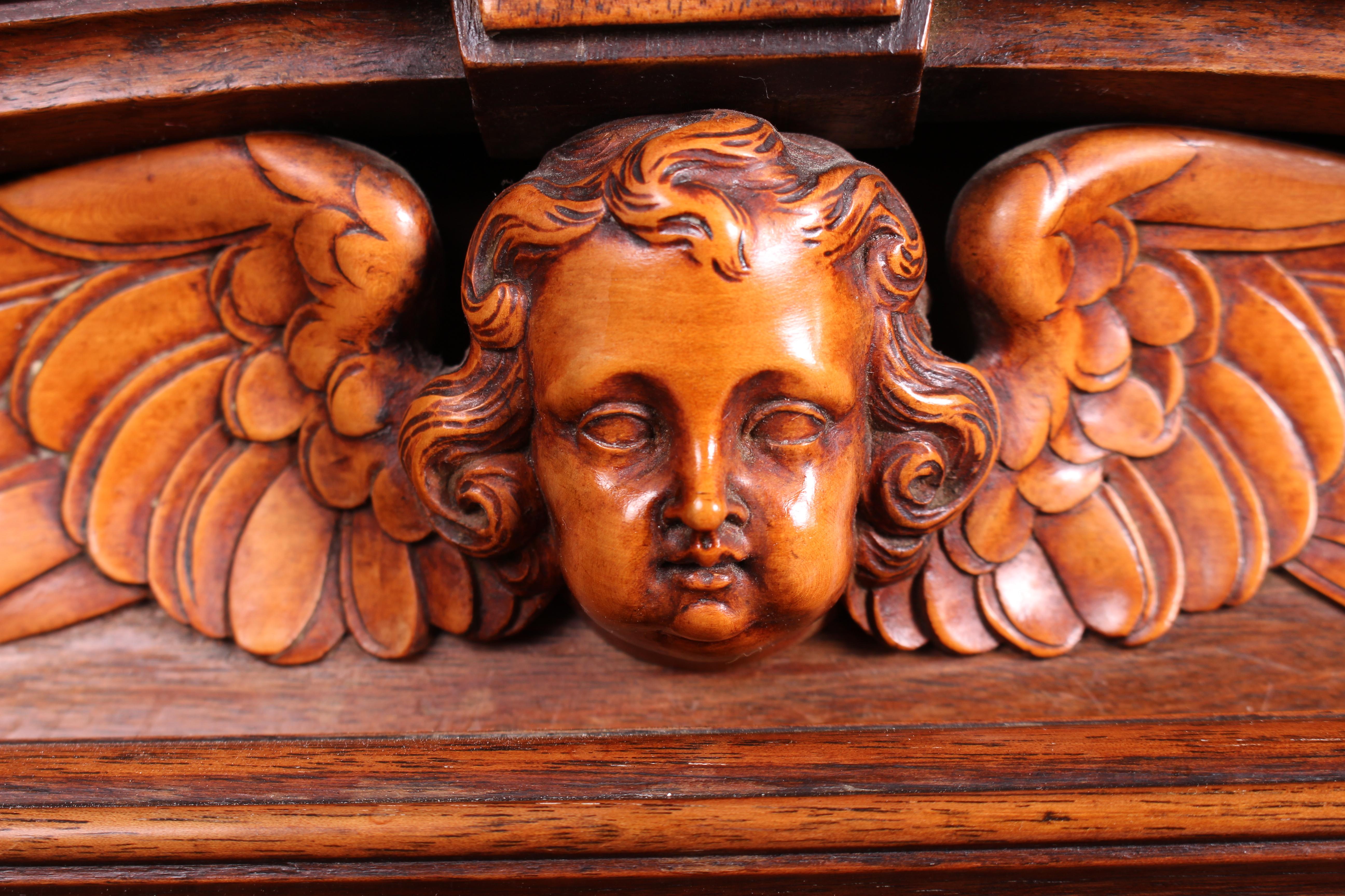 Continental Carved Walnut and Marble Ecclesiastical Cabinet, circa 1890 For Sale 1