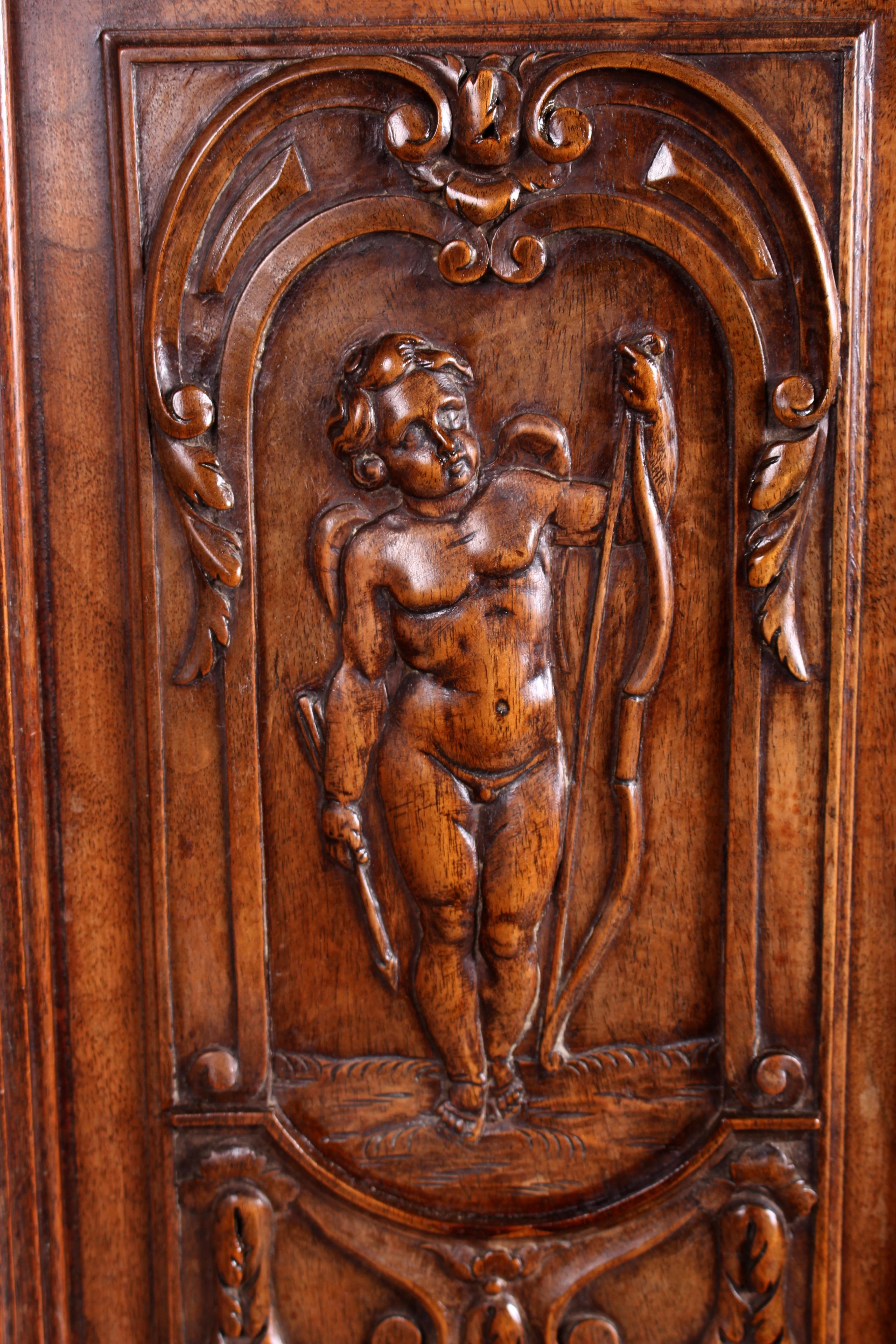 Continental Carved Walnut and Marble Ecclesiastical Cabinet, circa 1890 For Sale 2