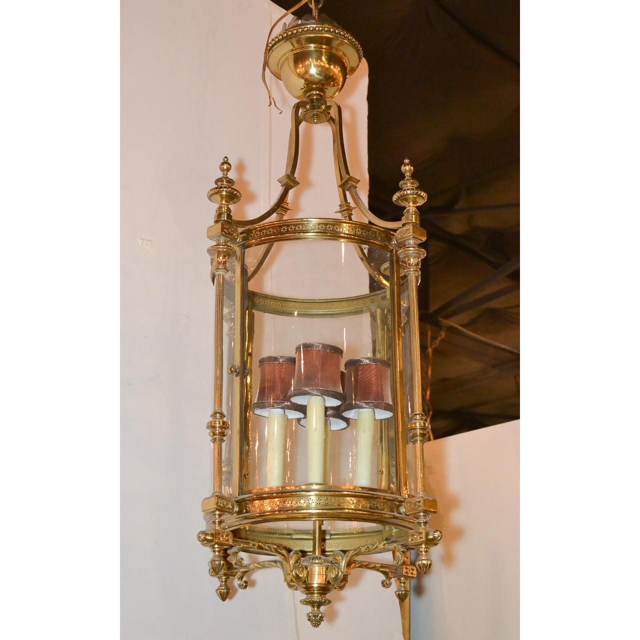 French Continental Cast Brass Hall Lantern