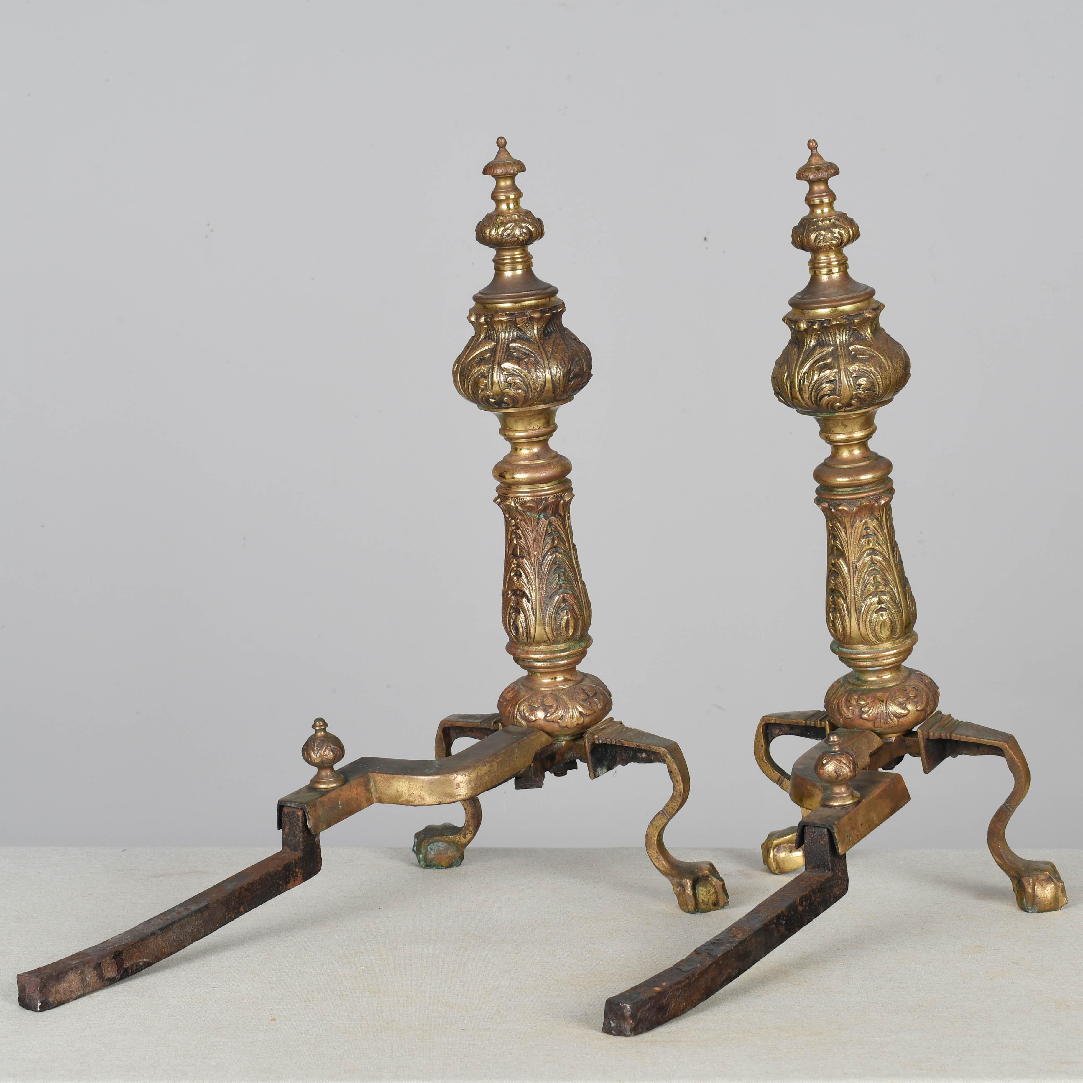 Continental Cast Bronze Chenets or Andirons In Good Condition For Sale In Winter Park, FL