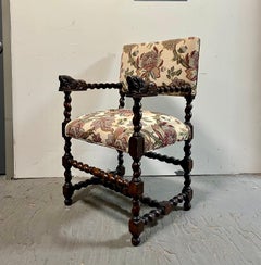 Continental Chair with Barley Twist Arms Recumbent Lions