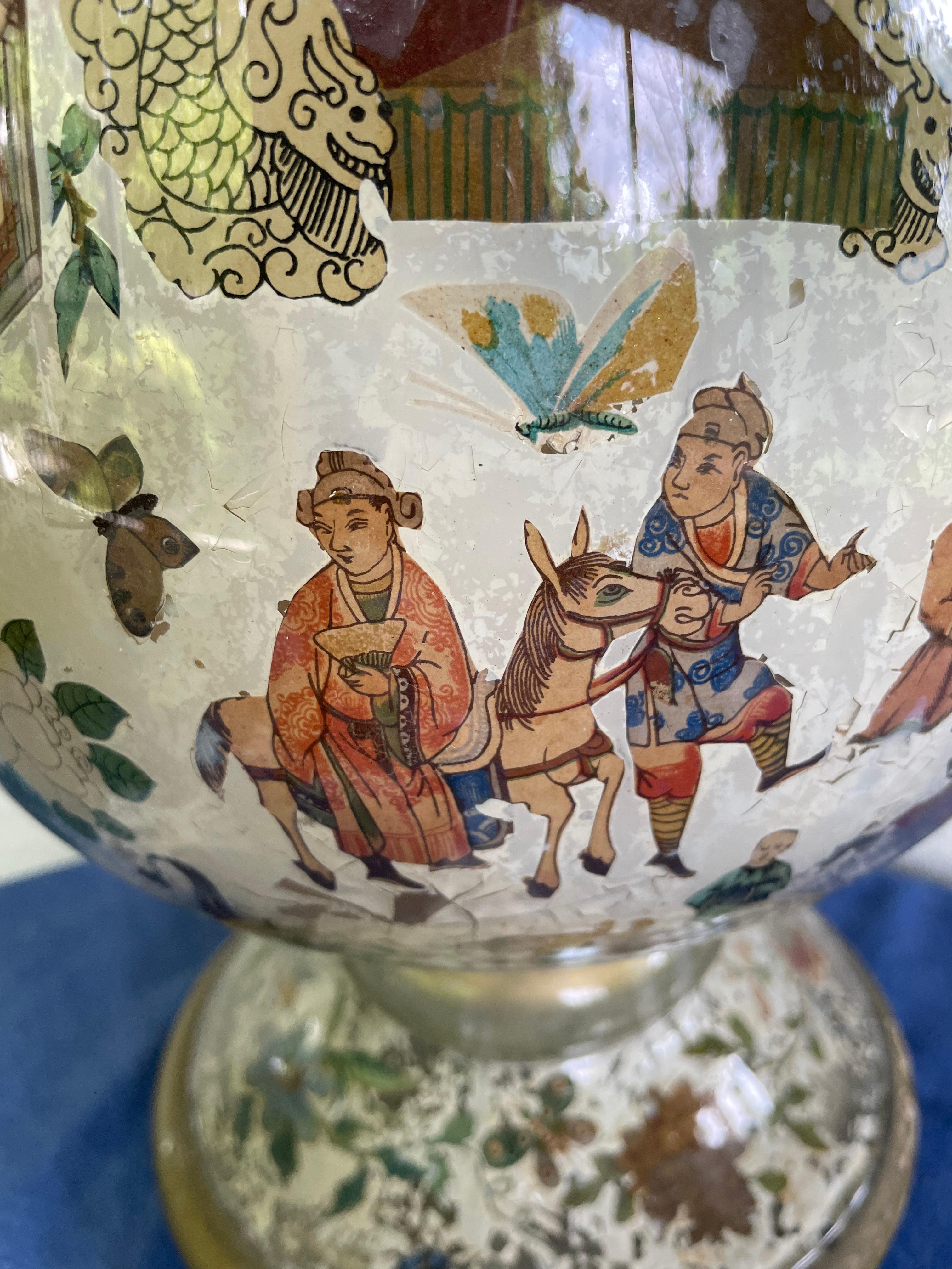 Chinoiserie Decalcomania Baluster Vase For Sale 1