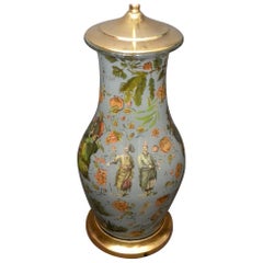 Antique Continental Chinoiserie Decalcomania Lamp