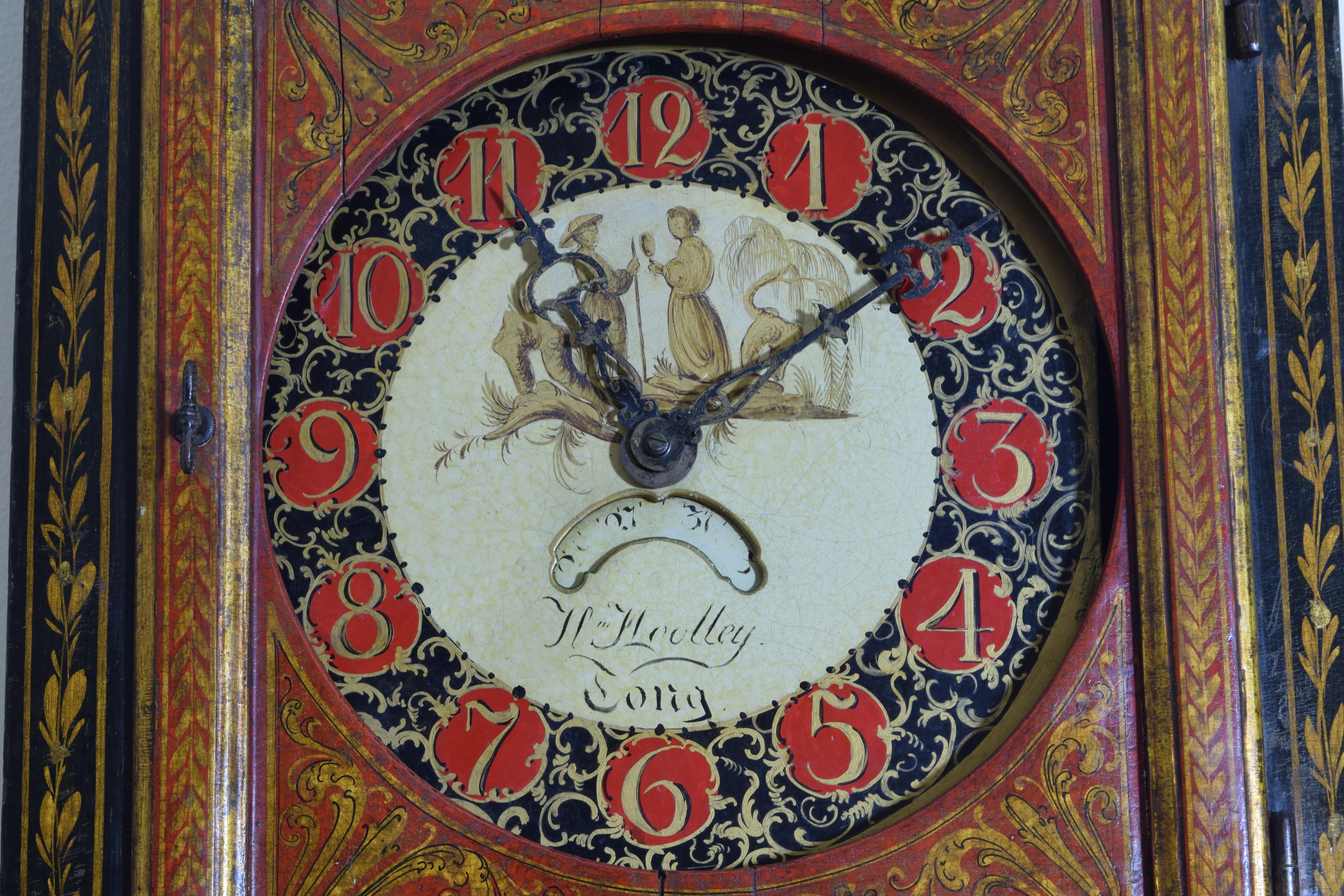 Continental Chinoiserie Paint Decorated Case Clock, Late 18th-Early 19th Century 2