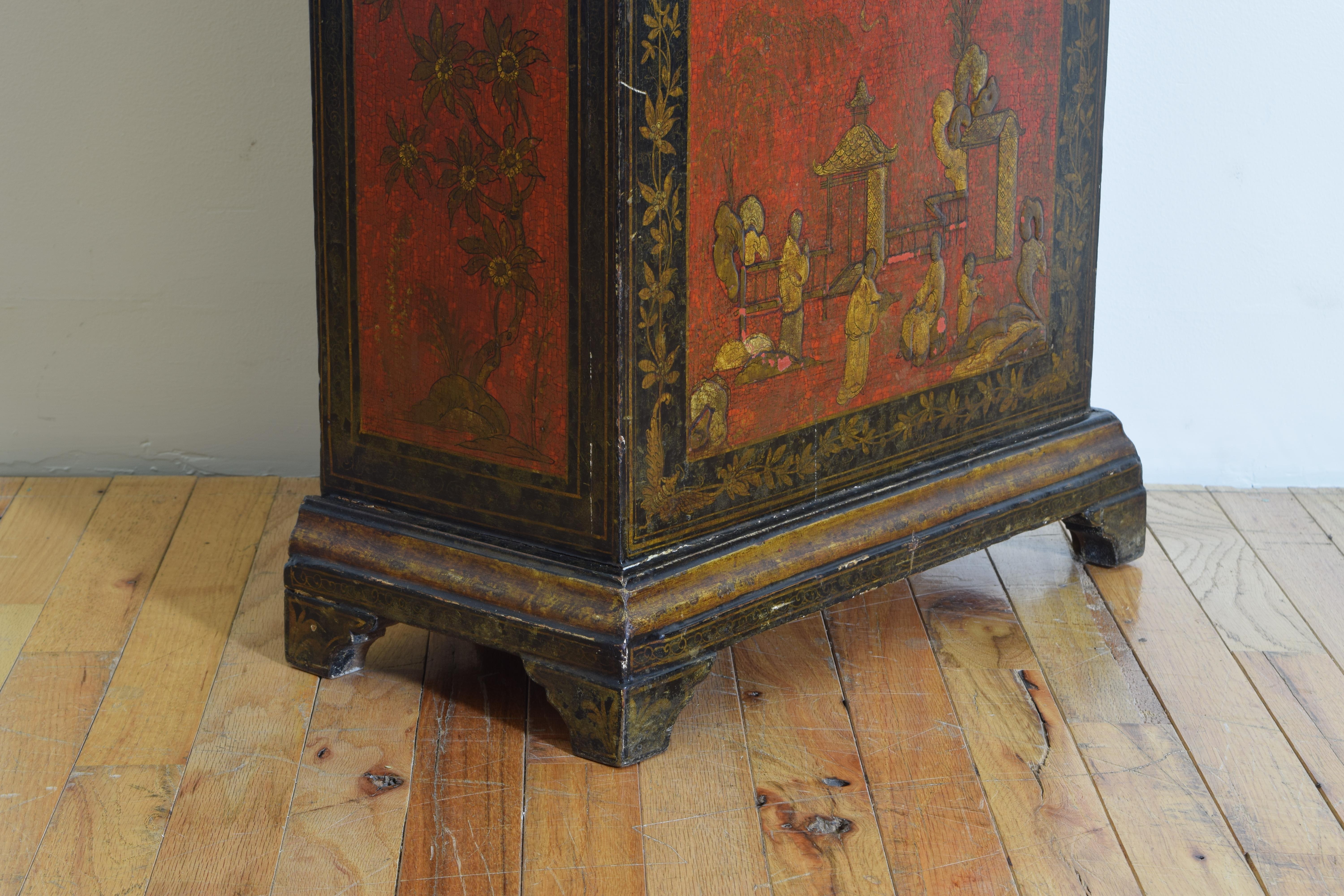 Continental Chinoiserie Paint Decorated Case Clock, Late 18th-Early 19th Century 6