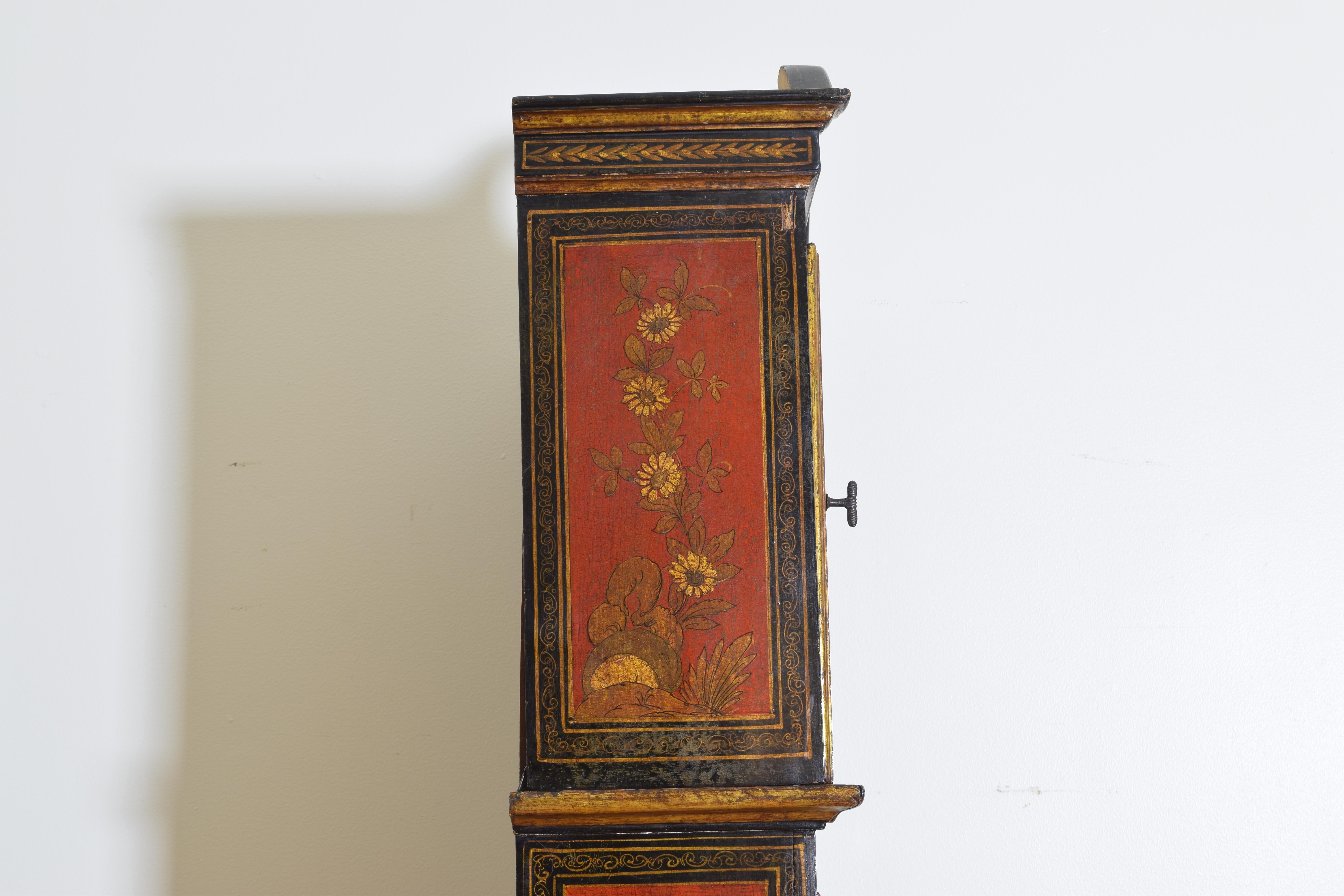 Wood Continental Chinoiserie Paint Decorated Case Clock, Late 18th-Early 19th Century