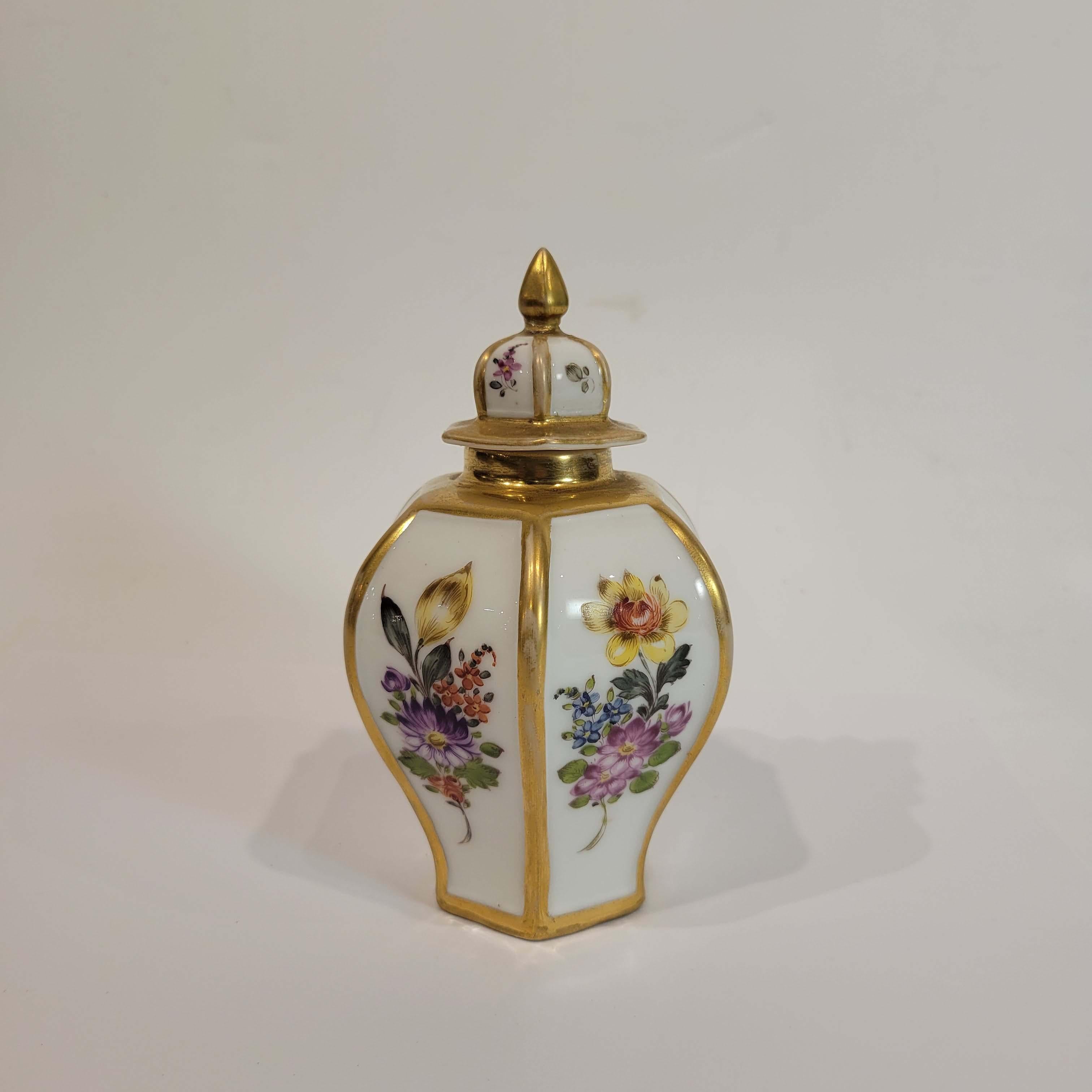 German Continental Chinoiserie Porcelain Tea Caddy 19C For Sale