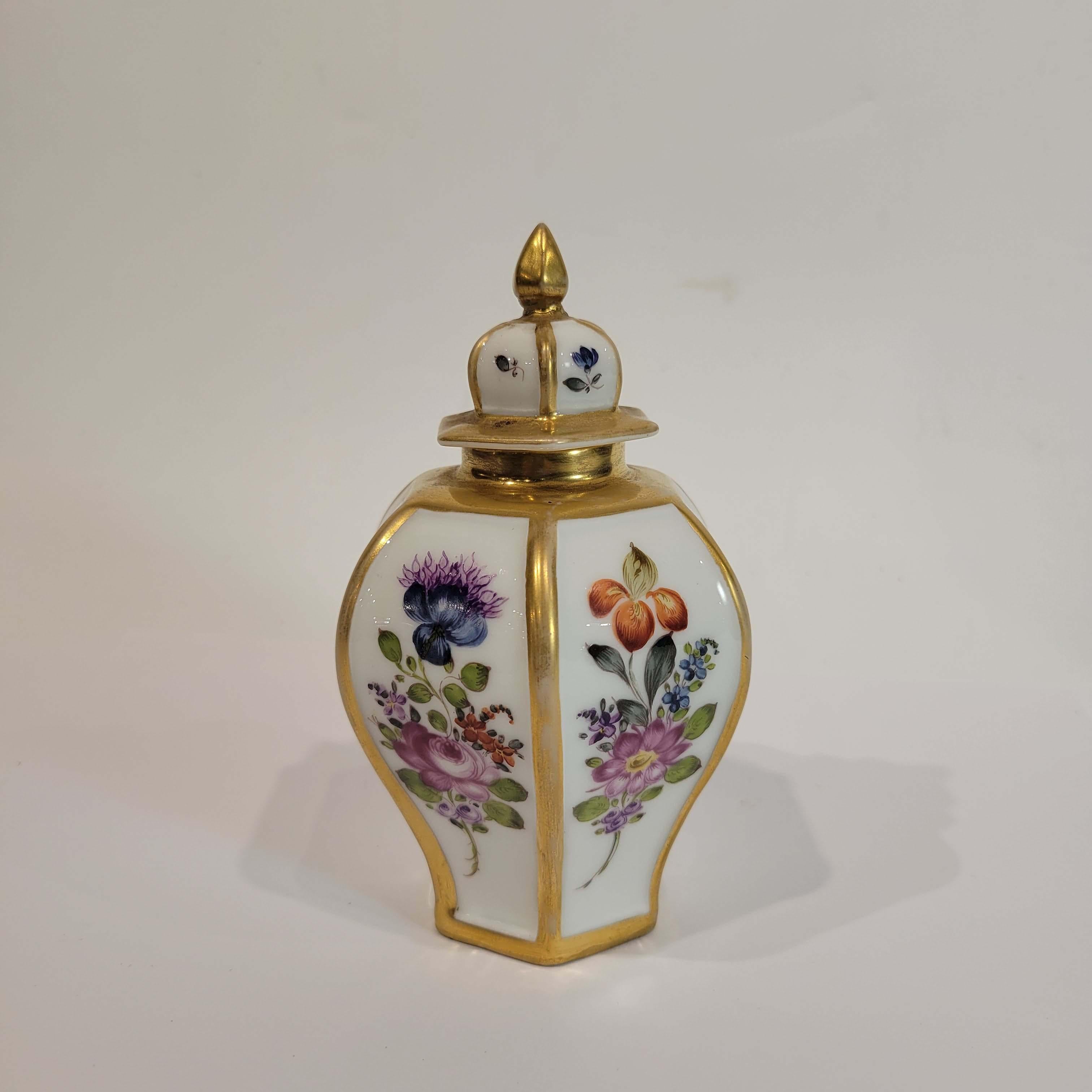 Hand-Painted Continental Chinoiserie Porcelain Tea Caddy 19C For Sale