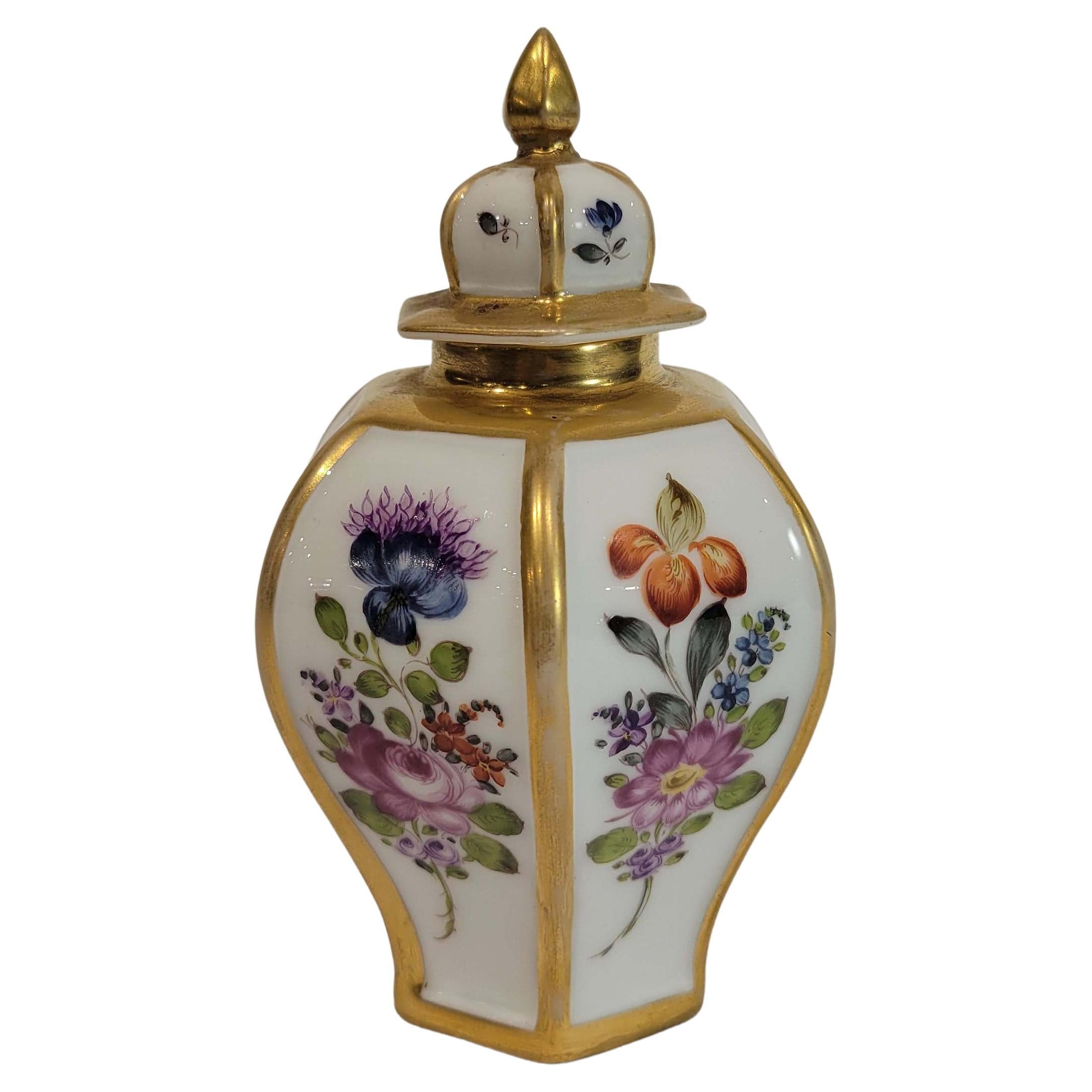 Continental Chinoiserie Porcelain Tea Caddy 19C For Sale