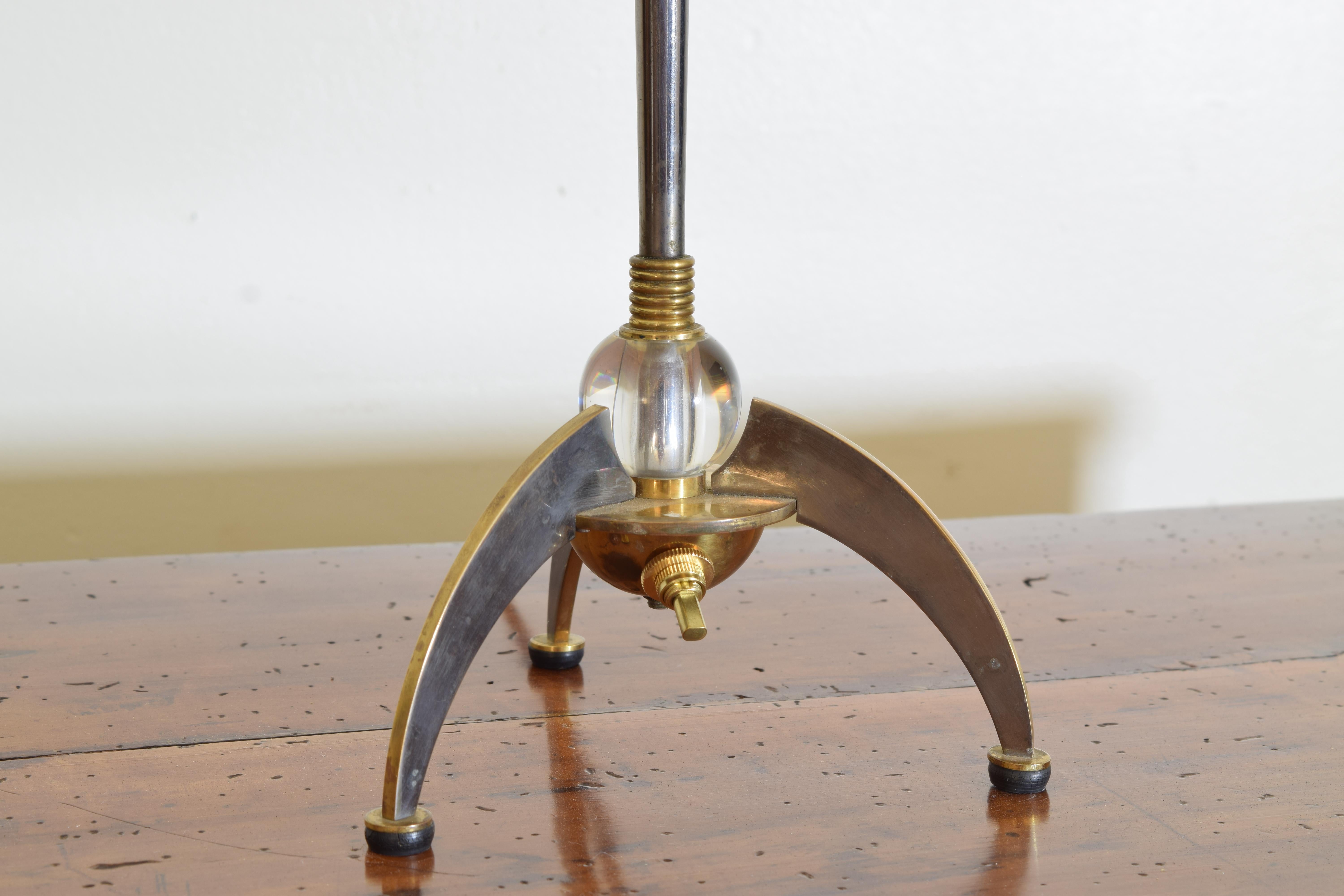 Late 20th Century Continental Chrome, Brass, & Glass Table Lamp, 2nd half 20th century For Sale