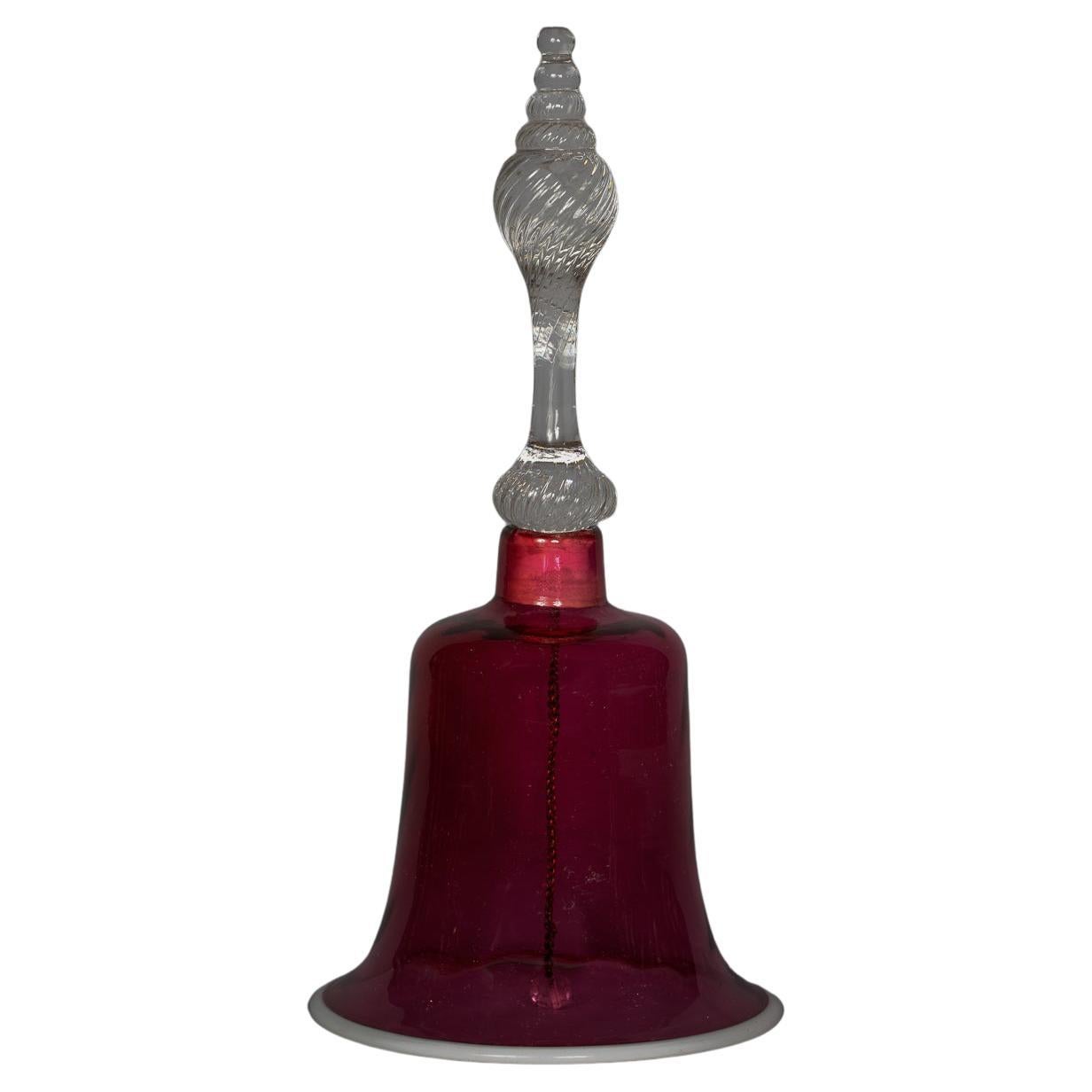 Continental Clear and Red Glass Hand Bell, circa 1880 For Sale