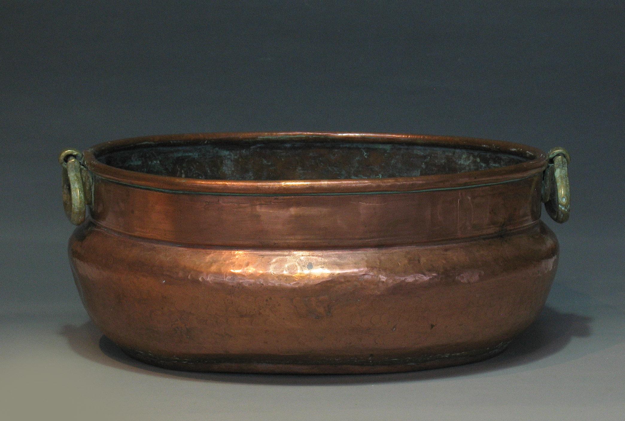 Dutch Colonial Continental Copper Oval Wine Cooler or Jardinière