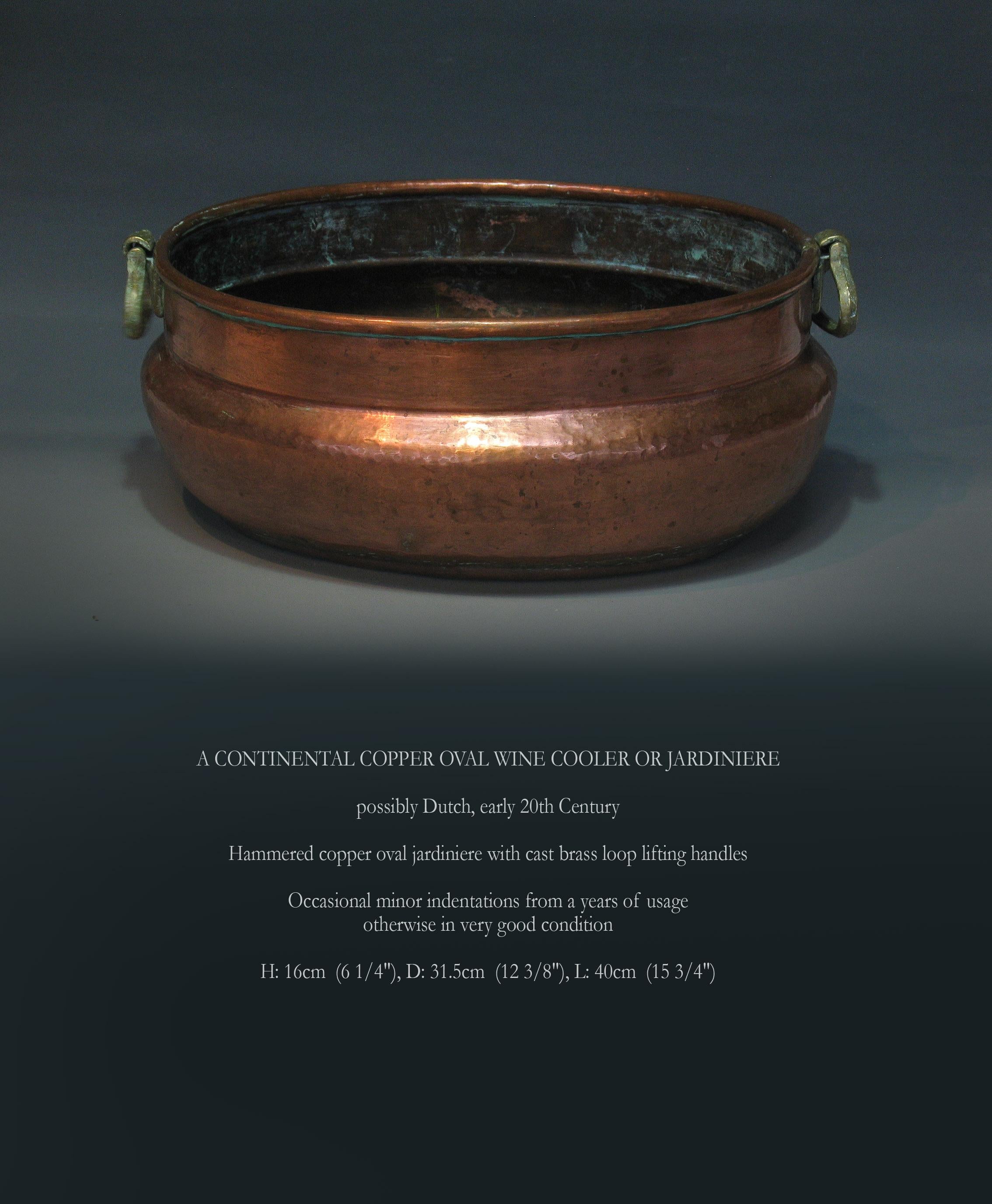 Continental Copper Oval Wine Cooler or Jardinière 1