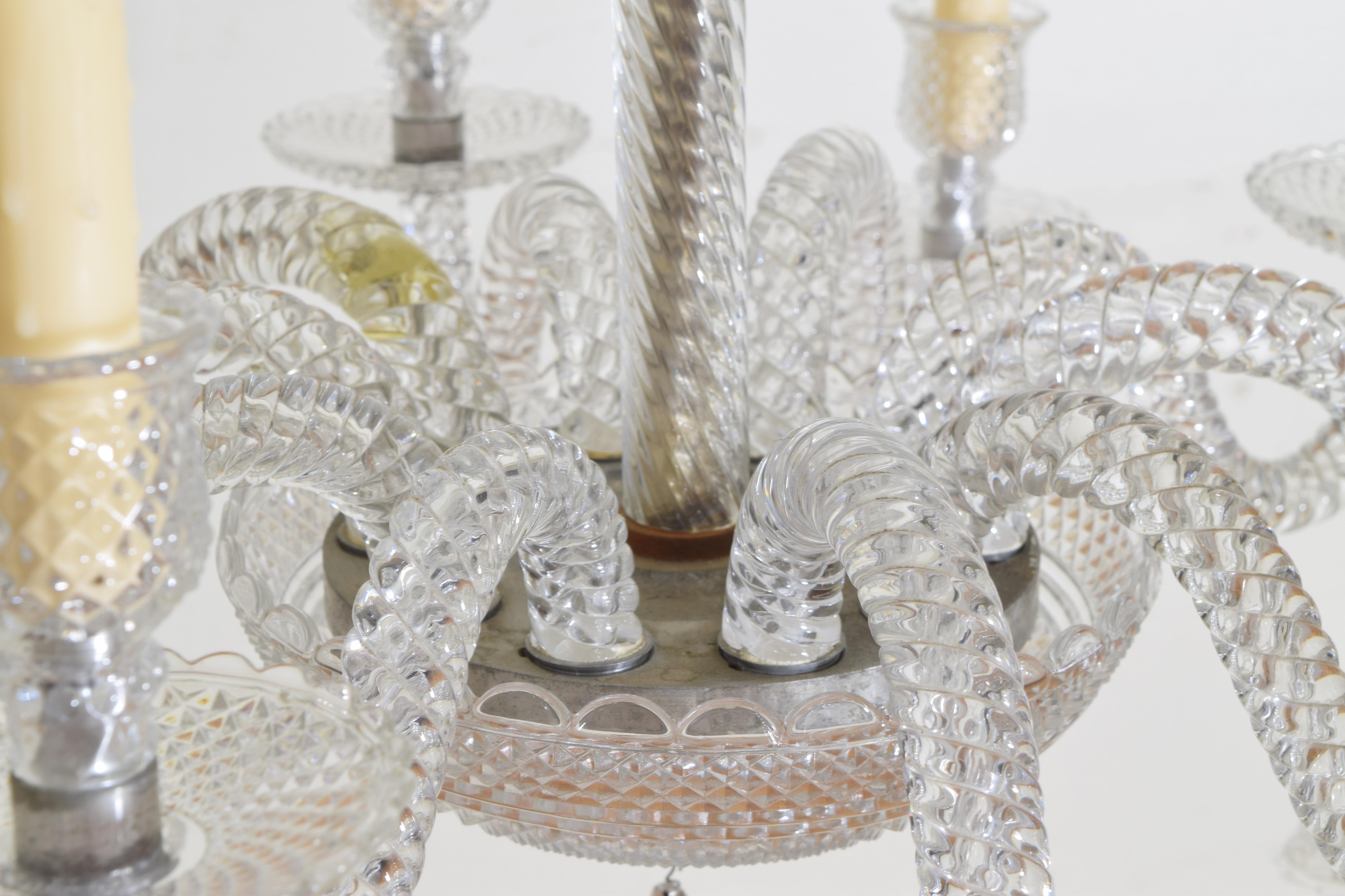Continental Cut Glass 10-Light Chandelier, Mid-20th Century 6