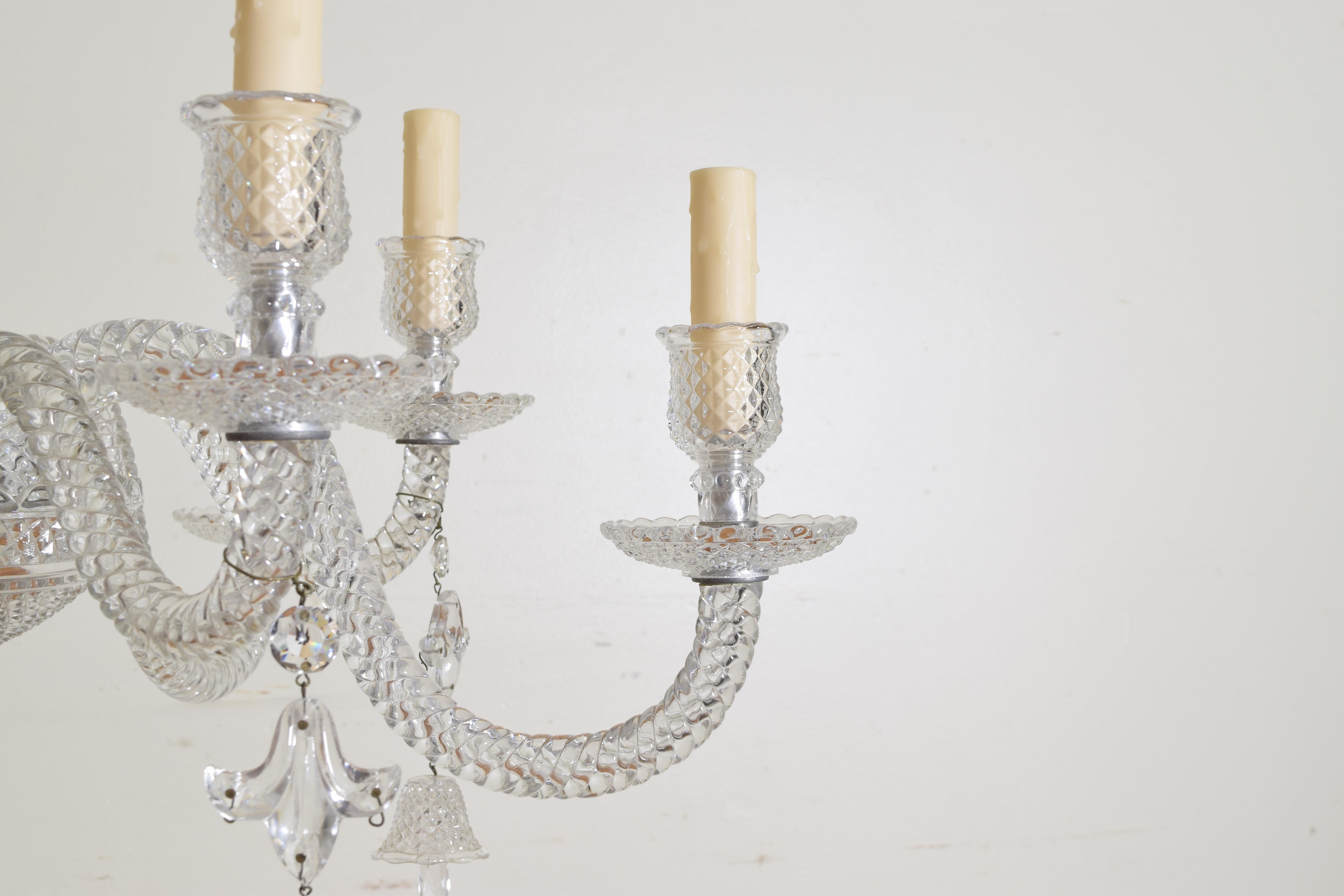 Continental Cut Glass 10-Light Chandelier, Mid-20th Century 8