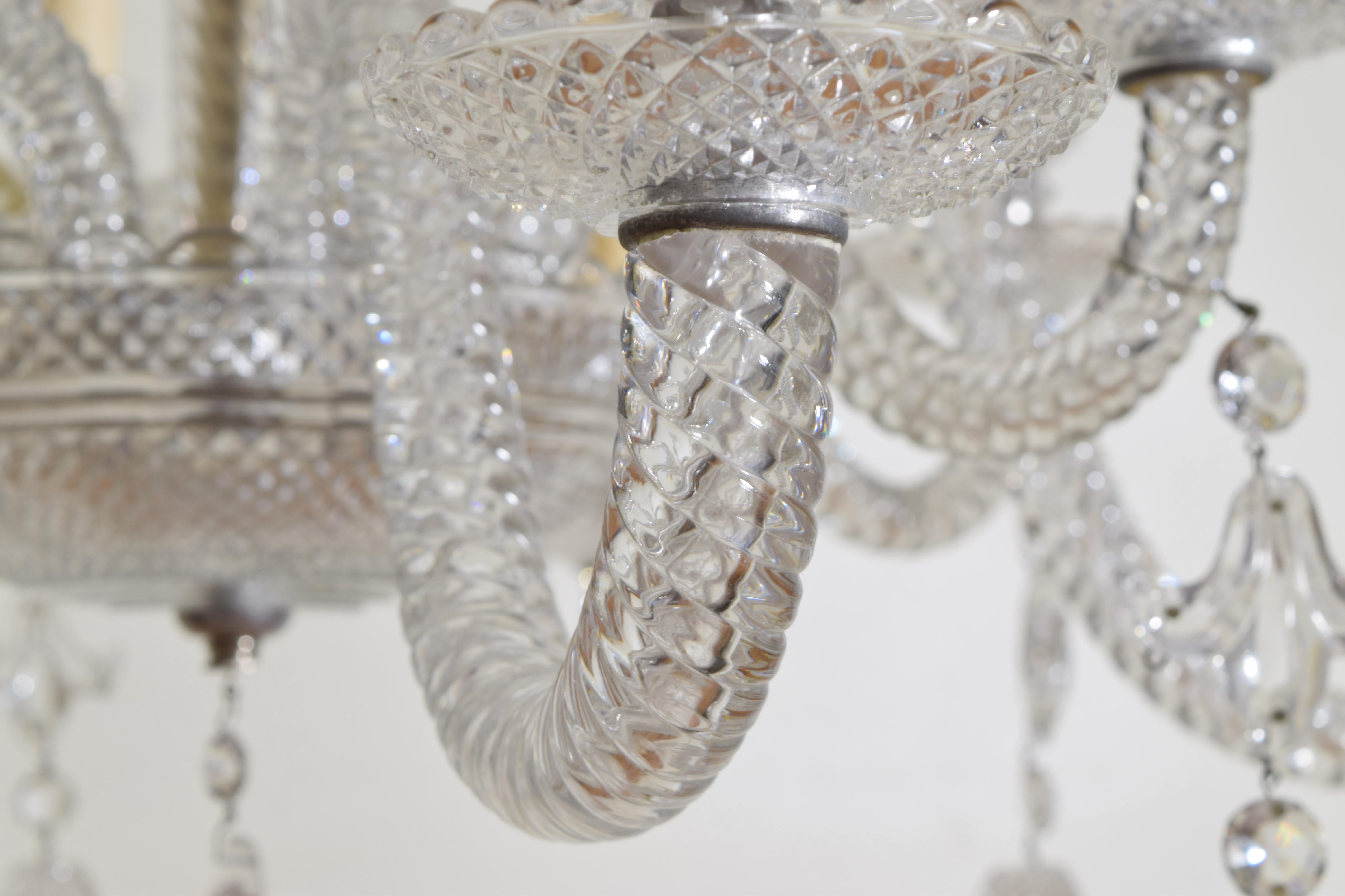 Continental Cut Glass 10-Light Chandelier, Mid-20th Century 10