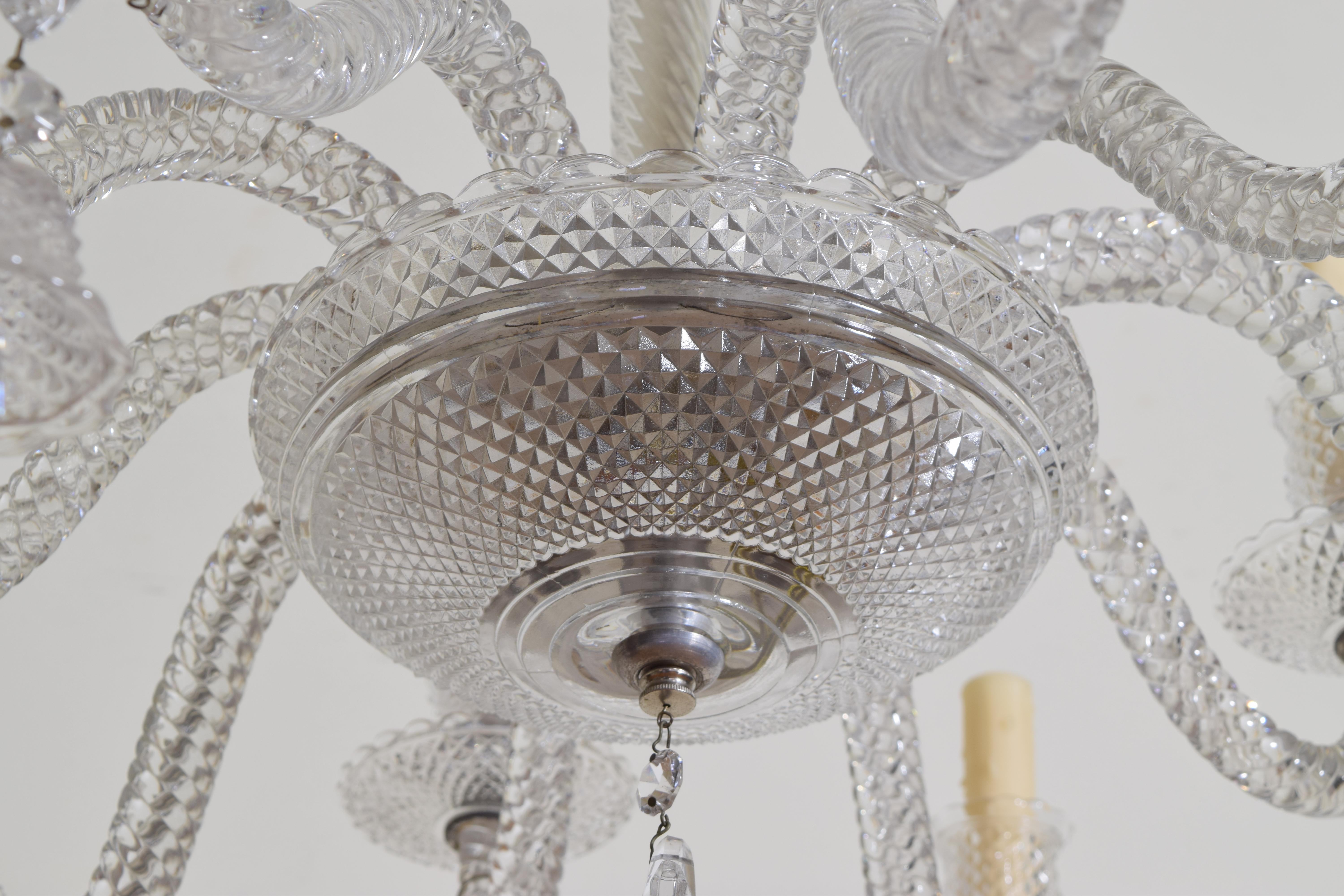 Continental Cut Glass 10-Light Chandelier, Mid-20th Century 12