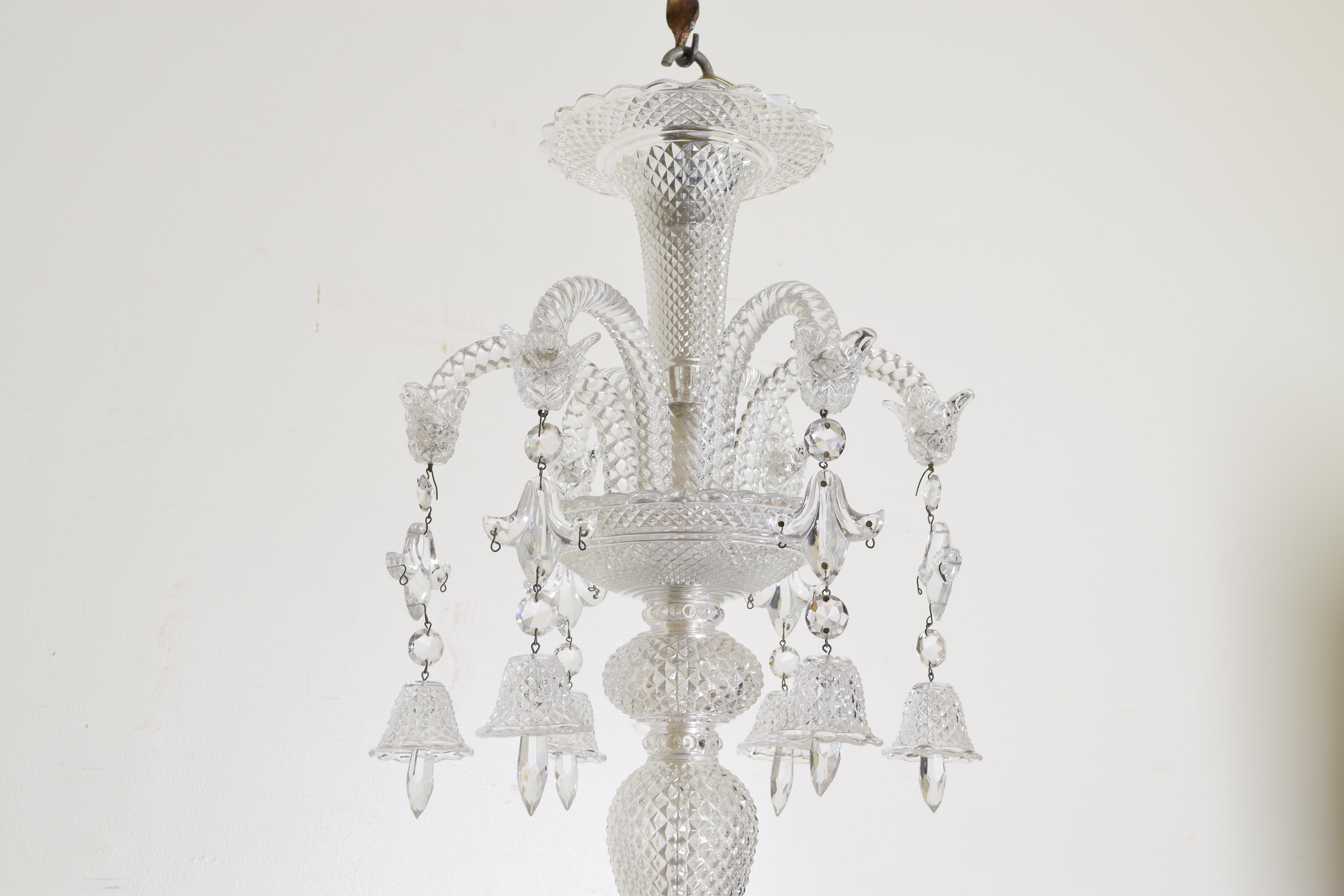 Continental Cut Glass 10-Light Chandelier, Mid-20th Century 3