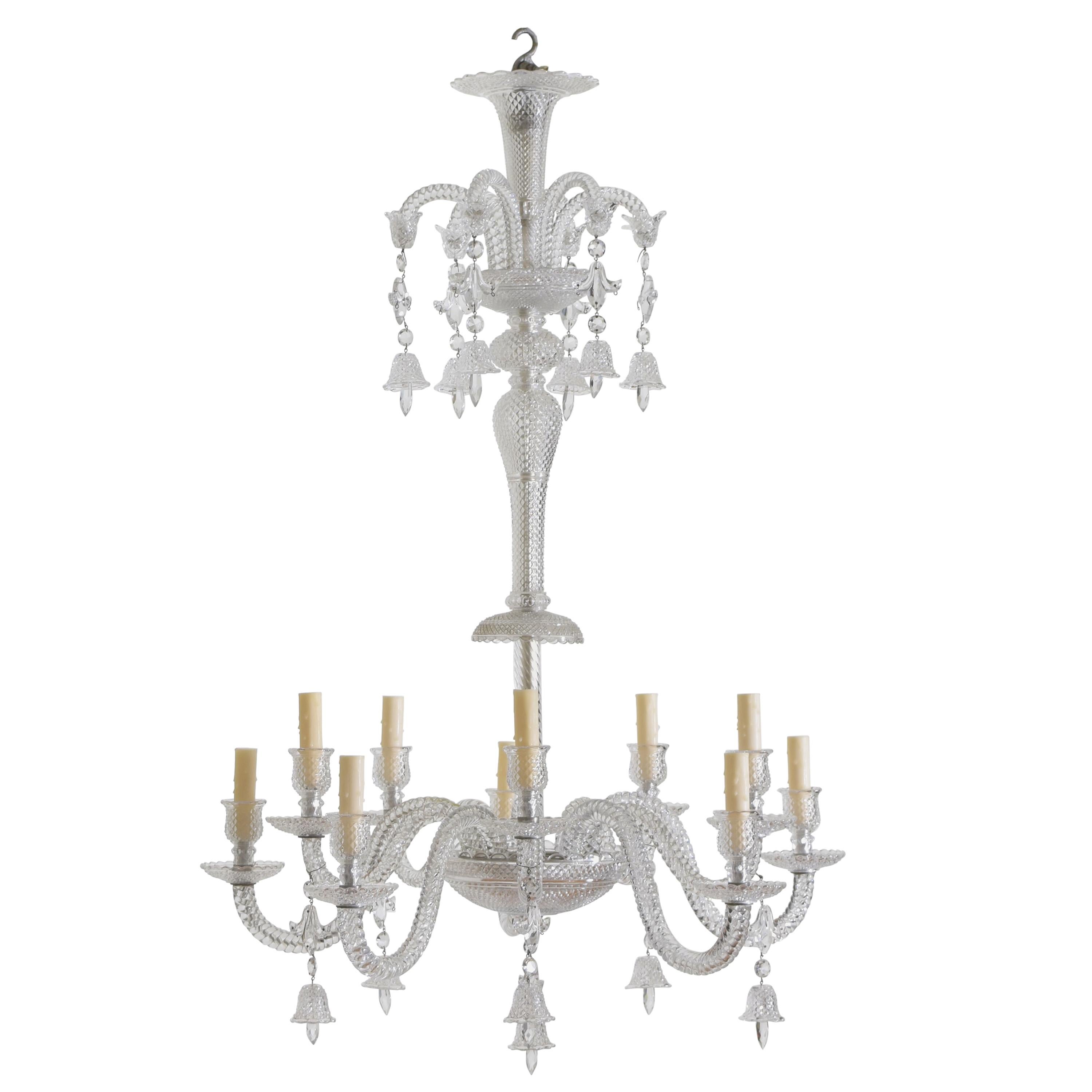 Continental Cut Glass 10-Light Chandelier, Mid-20th Century