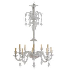 Continental Cut Glass 10-Light Chandelier, Mid-20th Century
