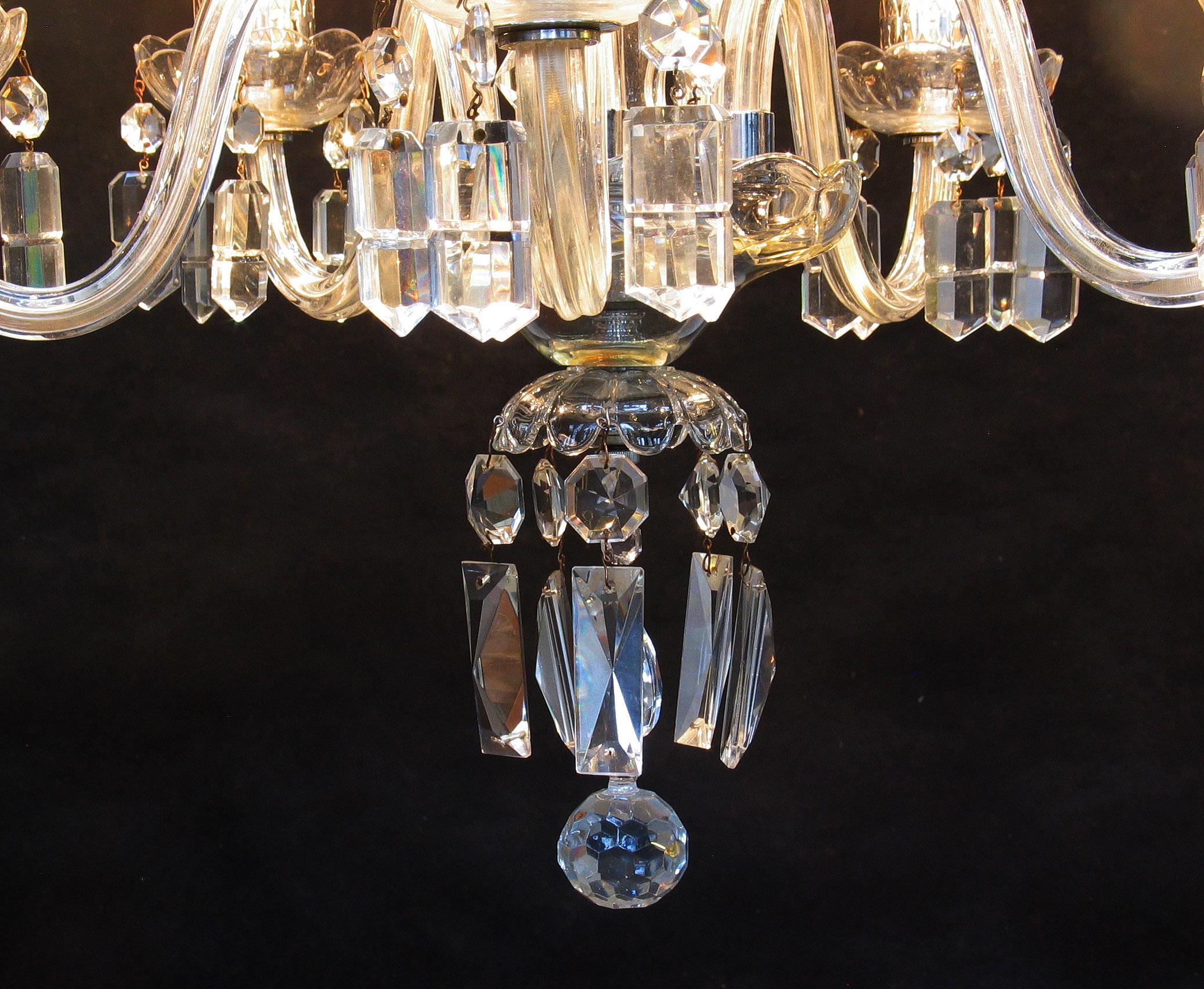 Continental Cut Glass Five-Light Chandelier For Sale 1