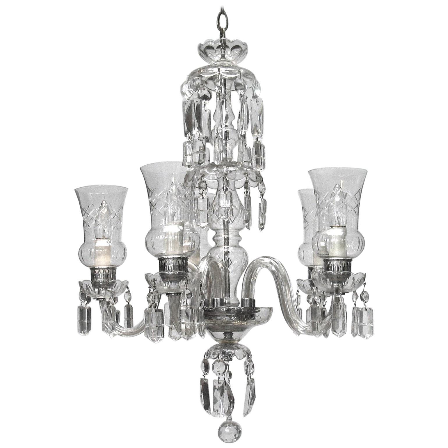 Continental Cut Glass Five-Light Chandelier For Sale