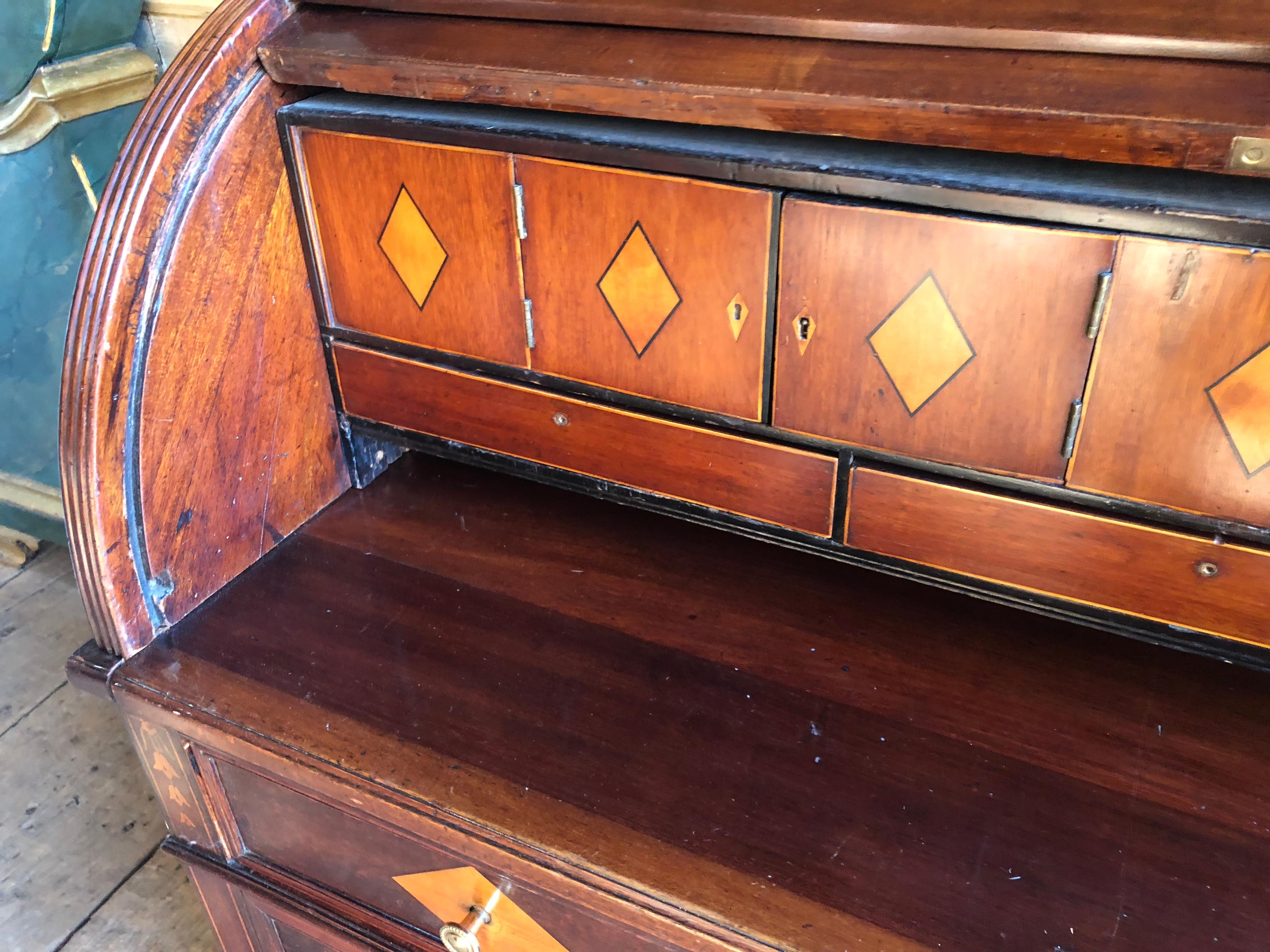 Continental Cylinder Desk, 19th Century In Fair Condition In Doylestown, PA