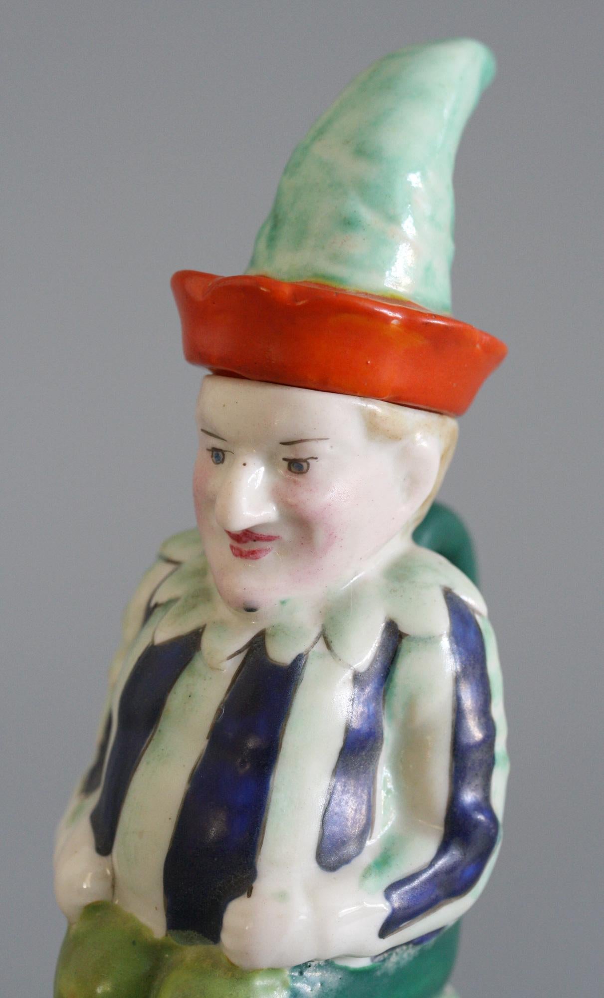 19th Century Continental Delightful Hand Painted Porcelain Mr Punch Lidded Jug For Sale