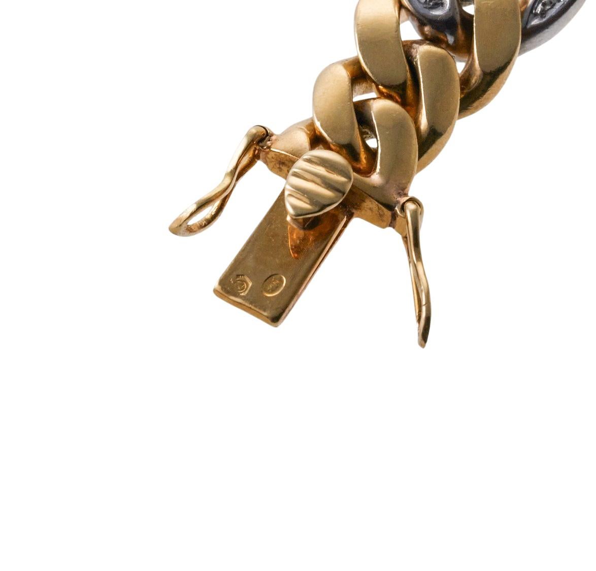 Bracelet à maillons en or avec diamants Continental Excellent état - En vente à New York, NY
