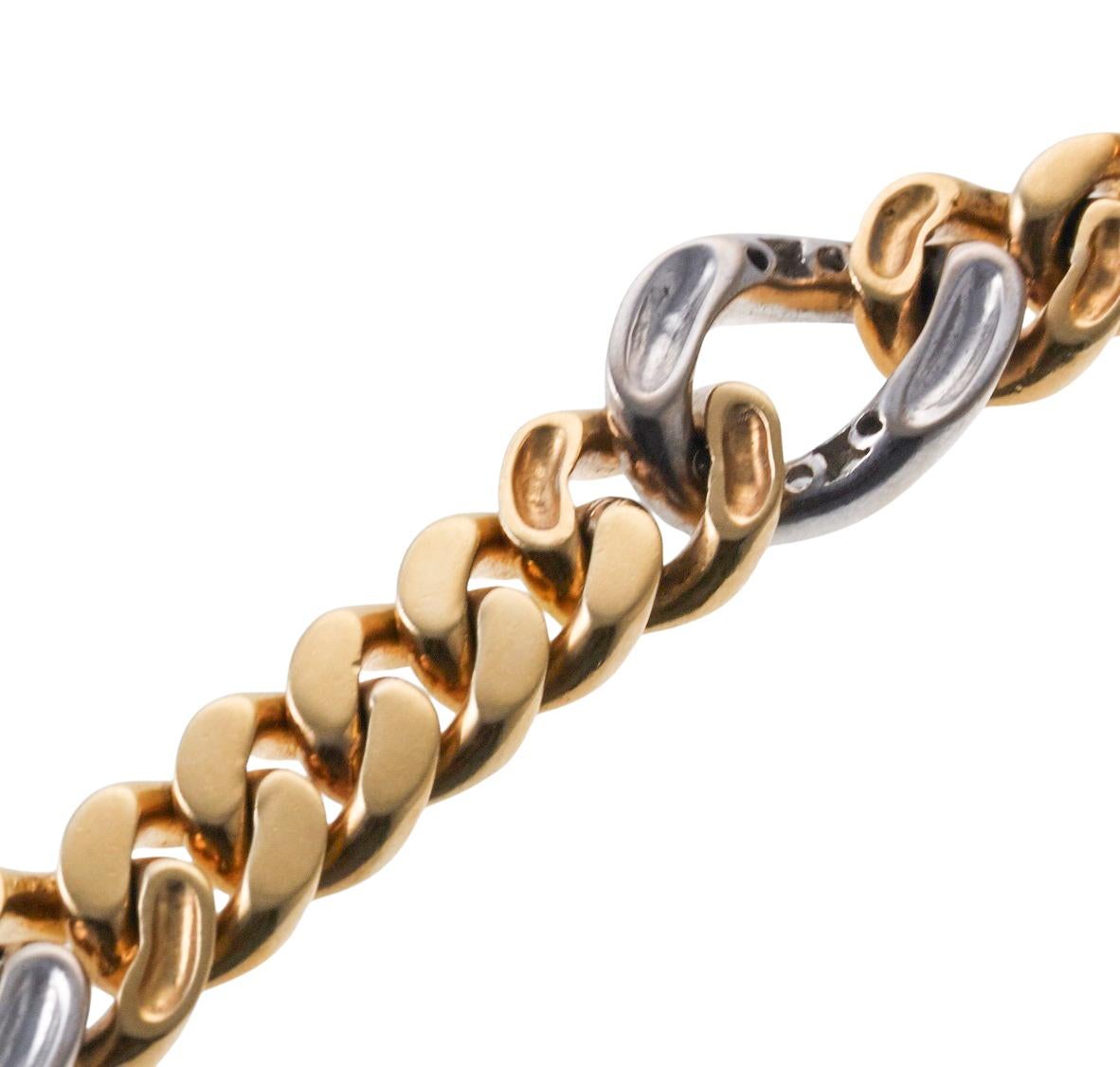 Continental Diamond Gold Curb Link Bracelet For Sale 1