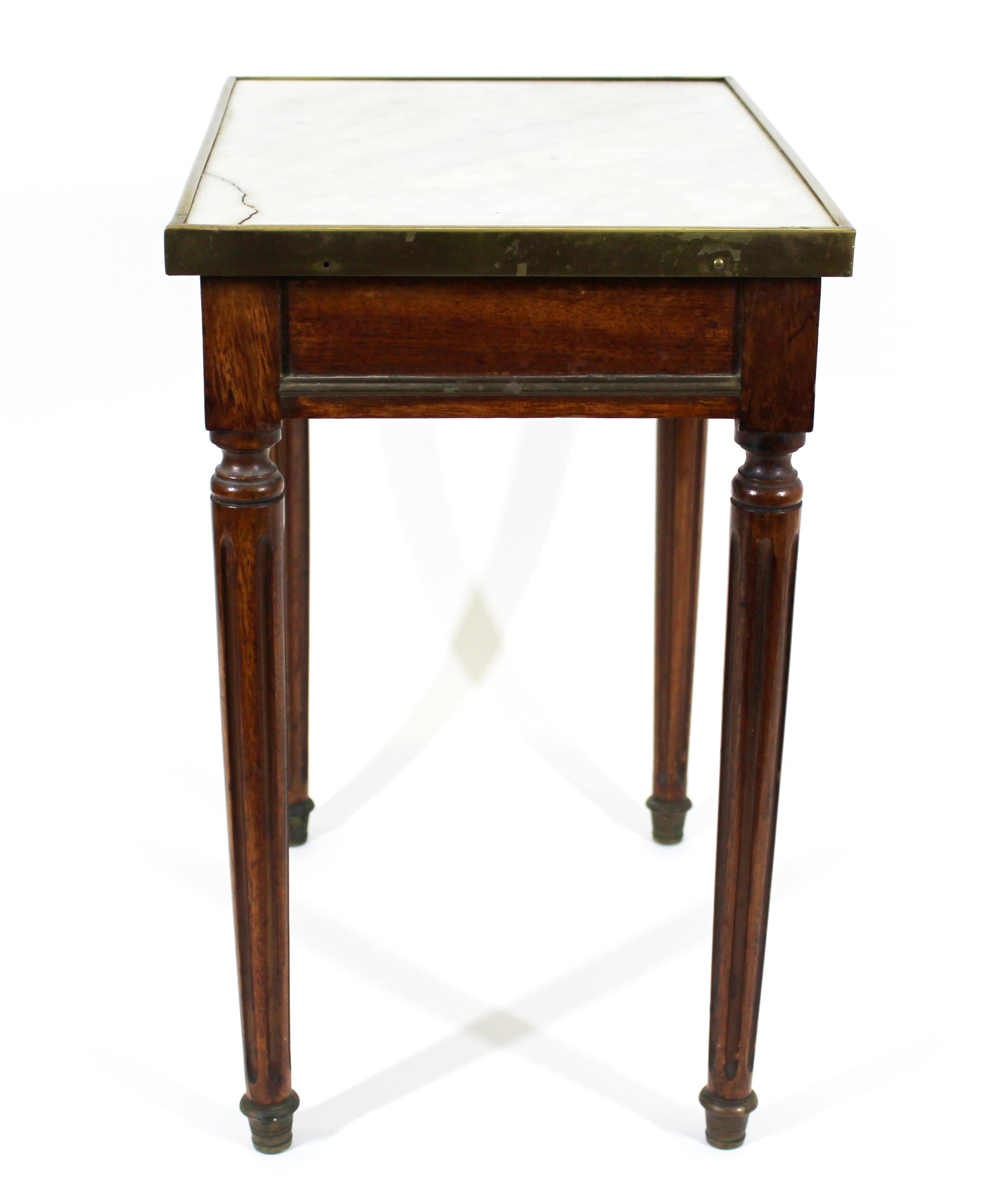 19th Century Continental Diminutive Marble Top Side Table with Drawer