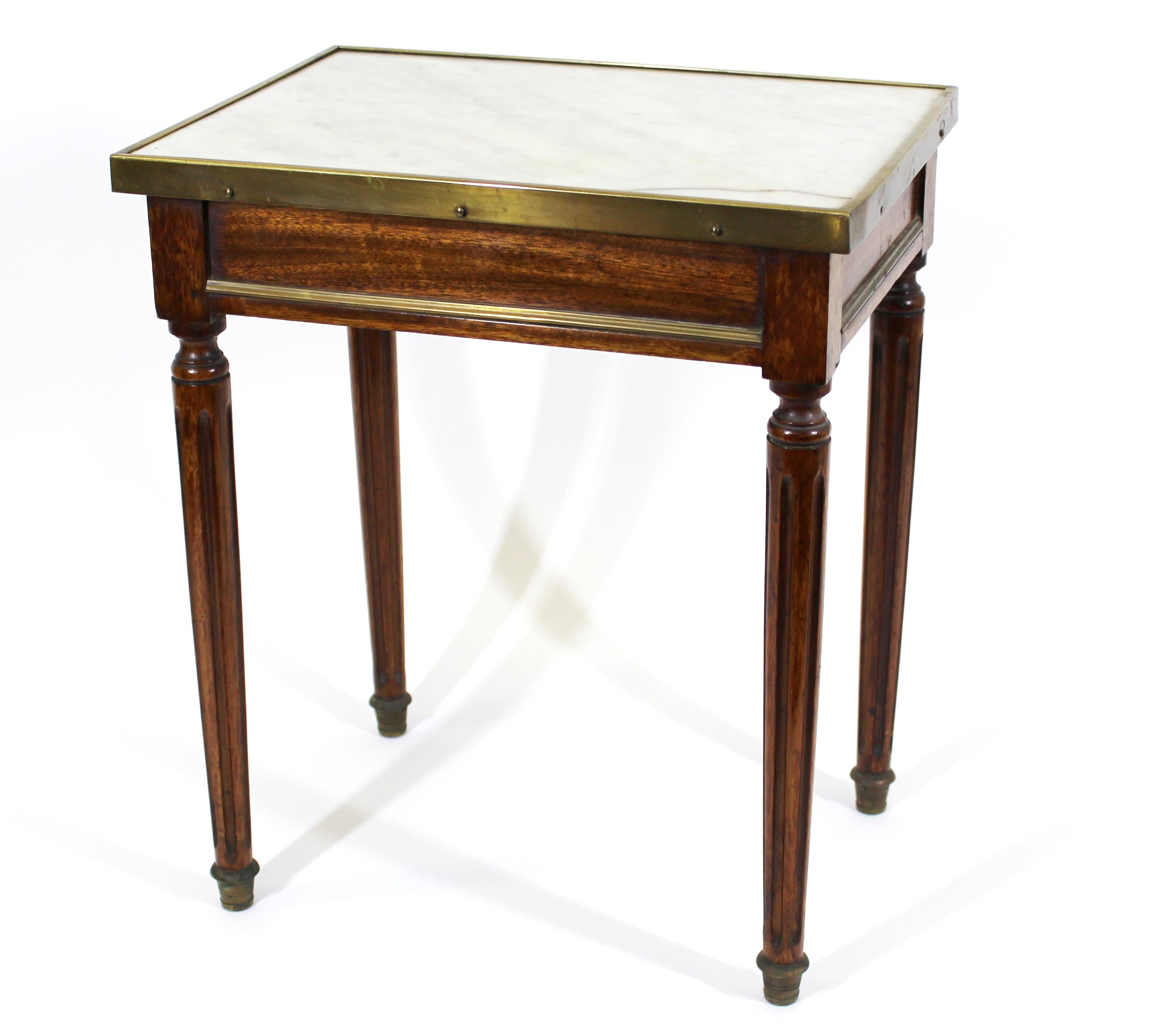 Continental Diminutive Marble Top Side Table with Drawer 1