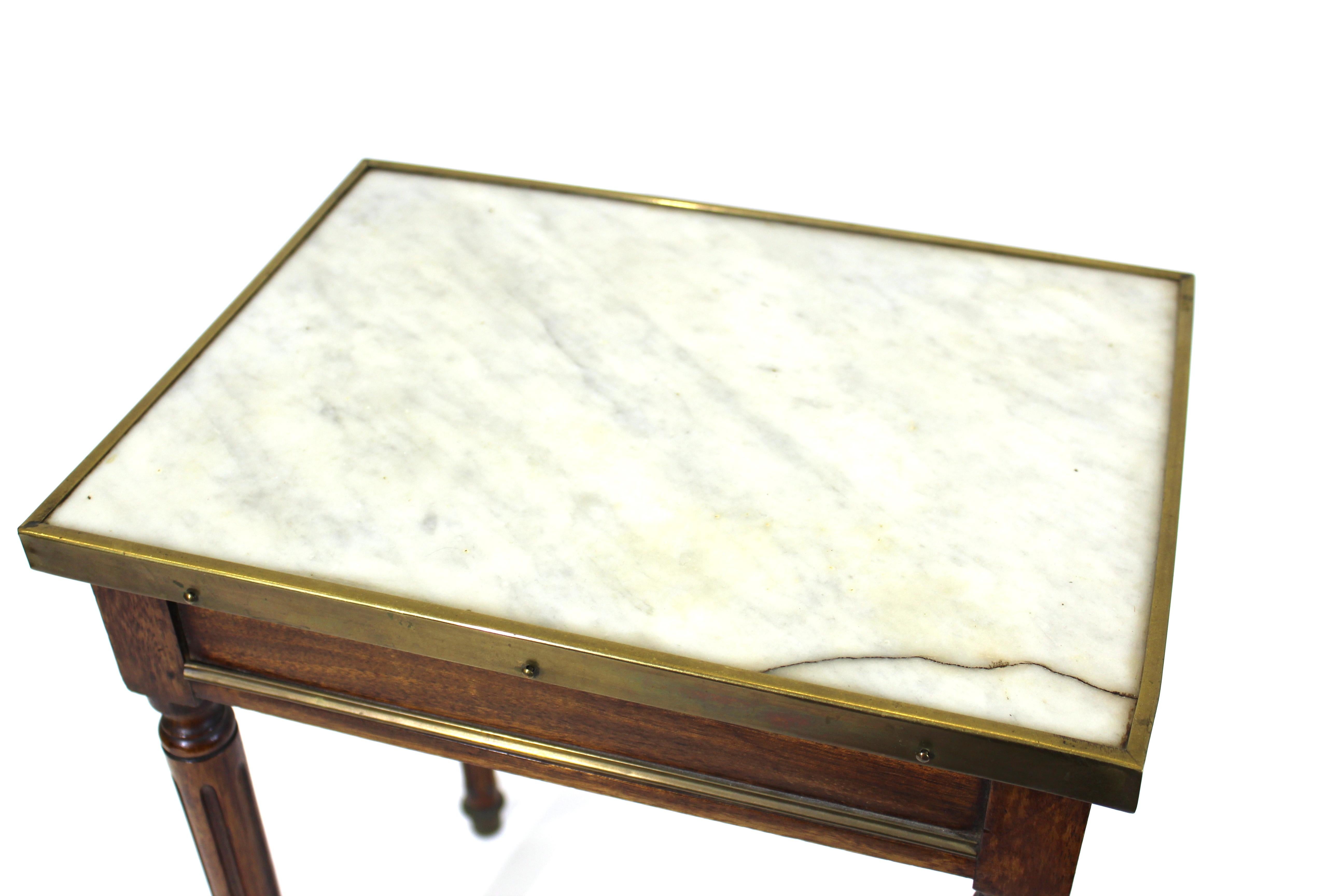 Continental Diminutive Marble Top Side Table with Drawer 2