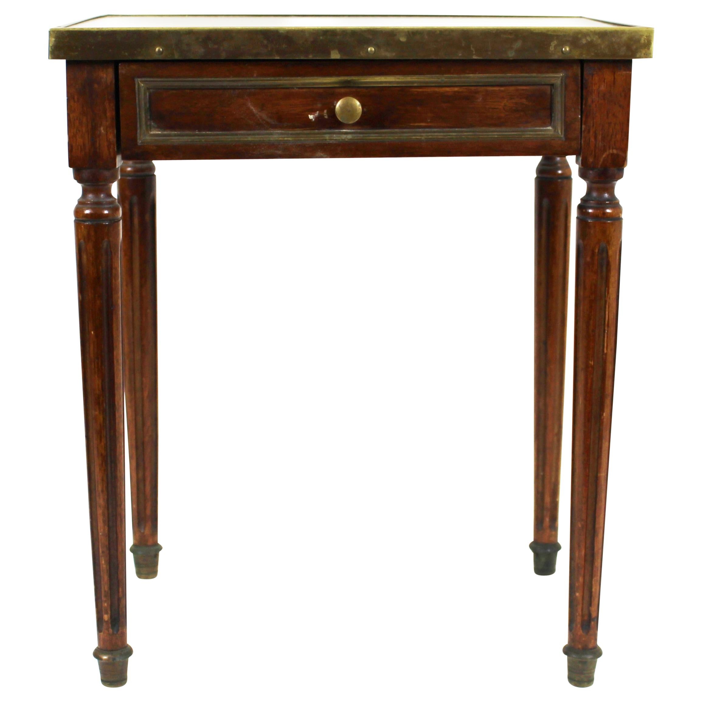 Continental Diminutive Marble Top Side Table with Drawer